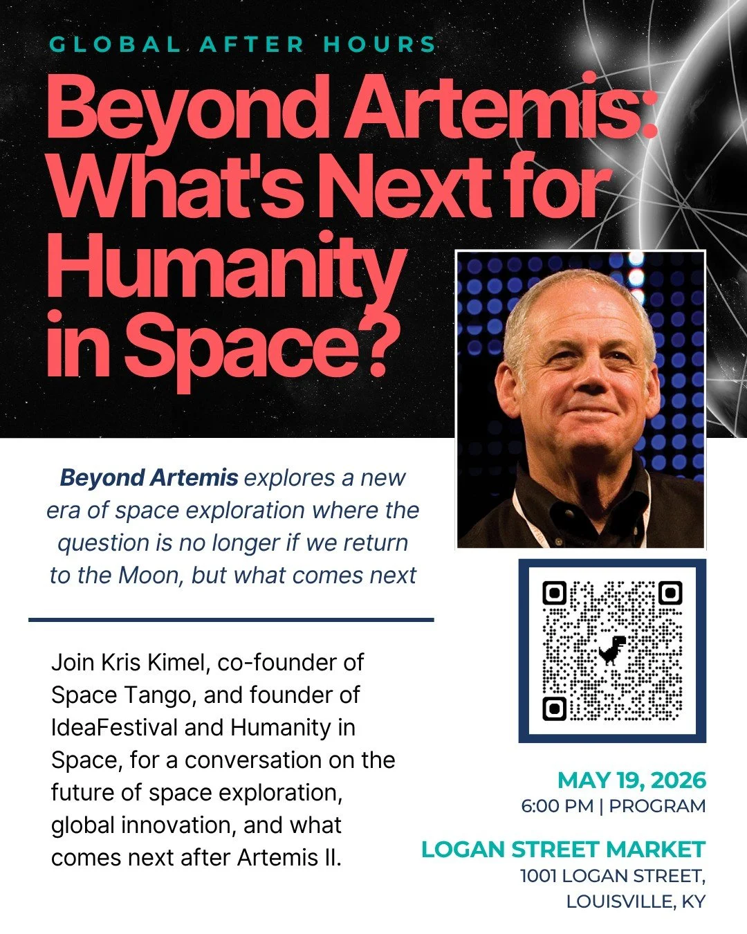 TOMORROW - As space becomes a new arena for innovation and competition, who helps set the rules? Join Kris Kimel for a conversation on the responsibilities, decisions, and global partnerships shaping the future of space exploration beyond Artemis II.