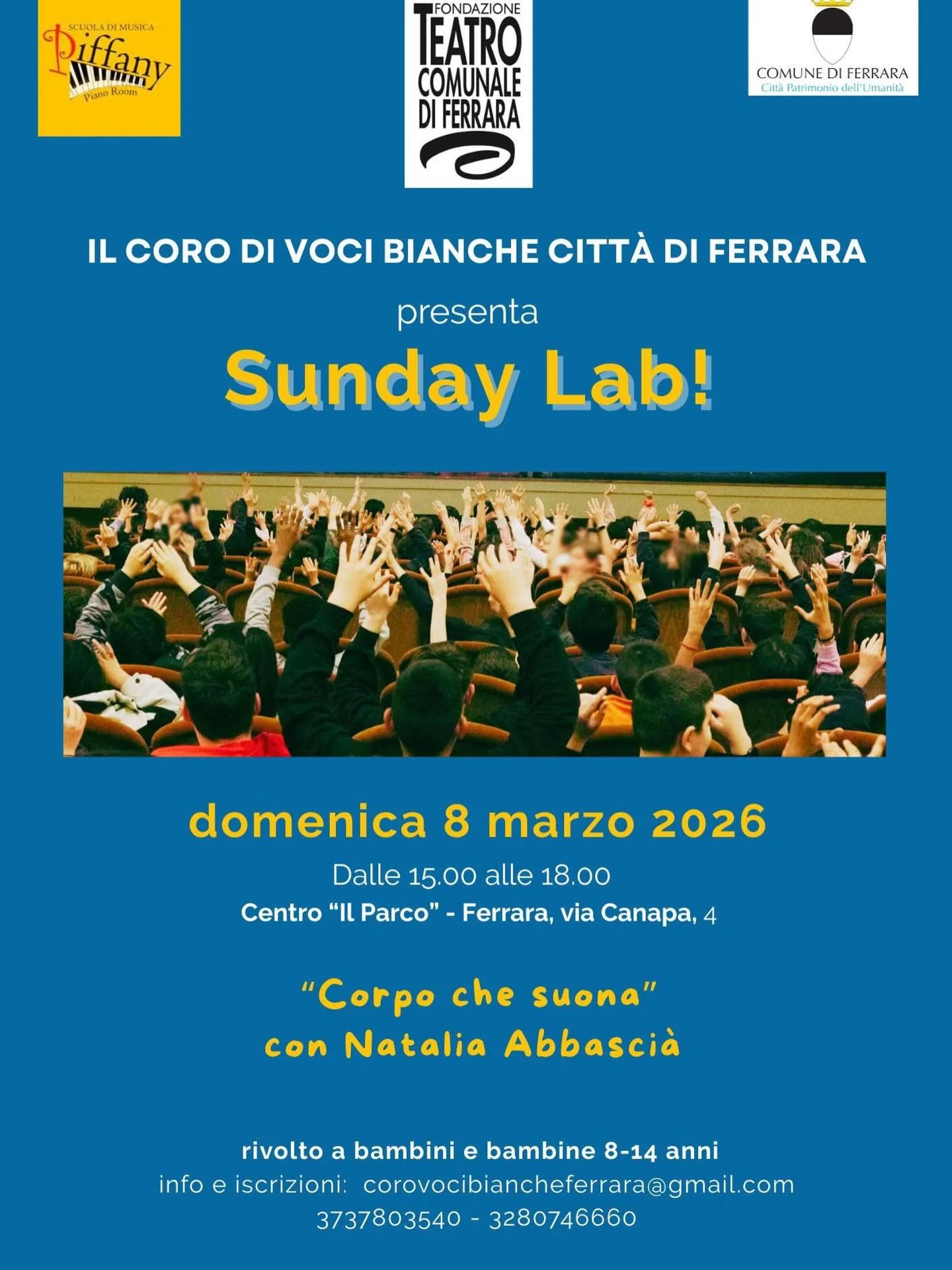 Domani torna Corpo che suona per il coro di voci bianche del
@teatrocomunaleferrara 

Grazie @serena.dmn e @elisa_piffanelli_ per l&rsquo;invito. 

#bodymusic #bodymusicforchildren #ferrara #coro