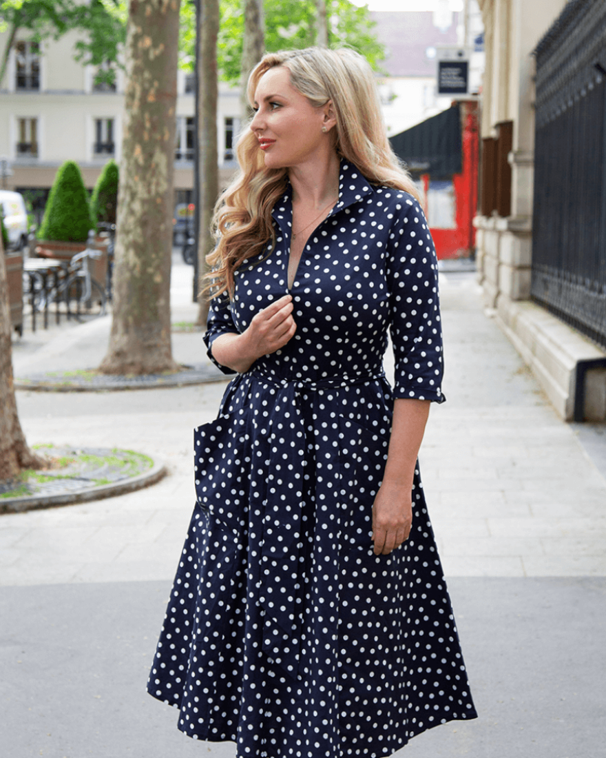 Katya Wildman in the Polka Dot Zip Pocket Dress