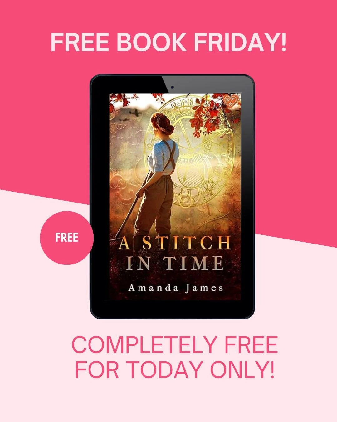 Your free escape is here! 💕 It&rsquo;s HAPPY FREE BOOK FRIDAY!
Today&rsquo;s unmissable read is A Stitch in Time by Amanda James &mdash; absolutely FREE! ⏳✨

Sarah must stitch history together&hellip; and maybe her own heart.

🎁 Download it now (fr