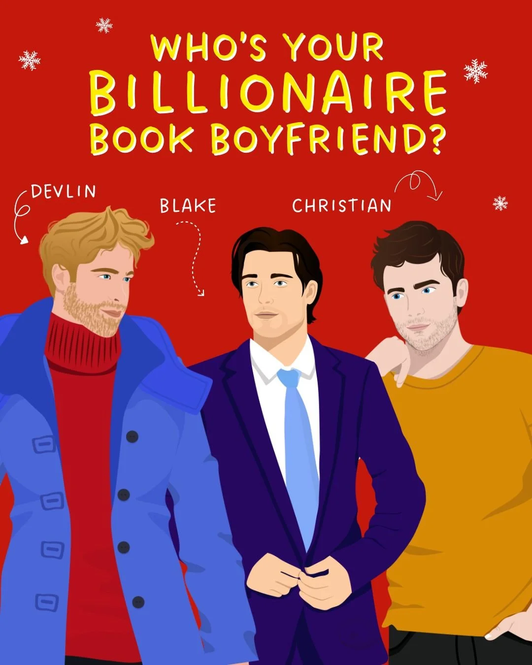 Who&rsquo;s your billionaire book boyfriend? 💙

We&rsquo;re swooning over the men of the APEX Billionaires&rsquo; Club:
💜 Devlin &ndash; Suddenly Tempted
💛 Blake &ndash; Suddenly Desired
💙 Christian &ndash; Suddenly Mine

Which one would you want
