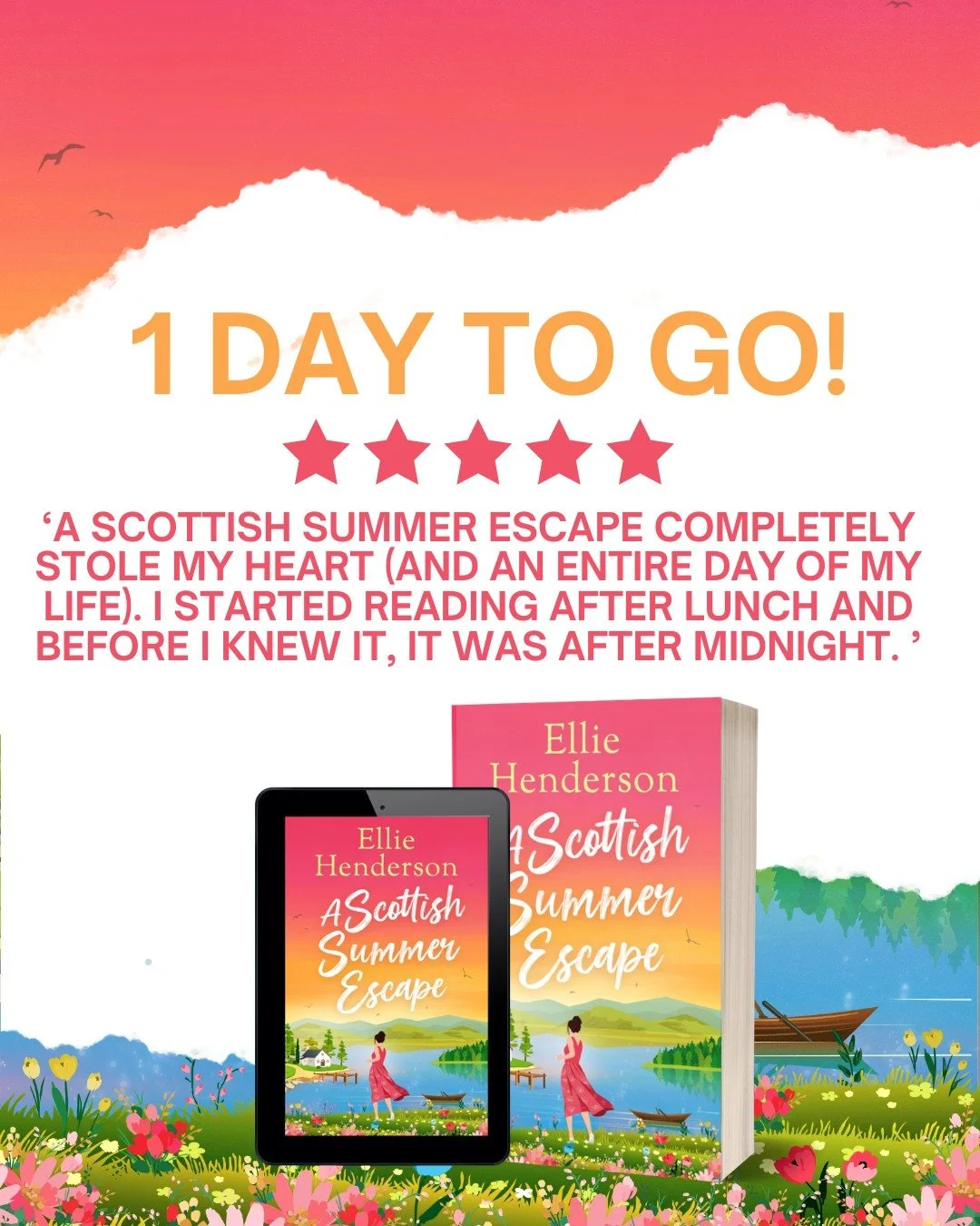 1 DAY TO GO ⏳
Tomorrow, escape to Rowan Bay&hellip;
Golden sunsets, cosy loch side walks, and a summer romance you won&rsquo;t forget 💛

📖 A Scottish Summer Escape by Ellie Henderson

☀️ Enemies-to-Lovers
☀️ Second-Chance
☀️ Small-Town
☀️ Forced Pr