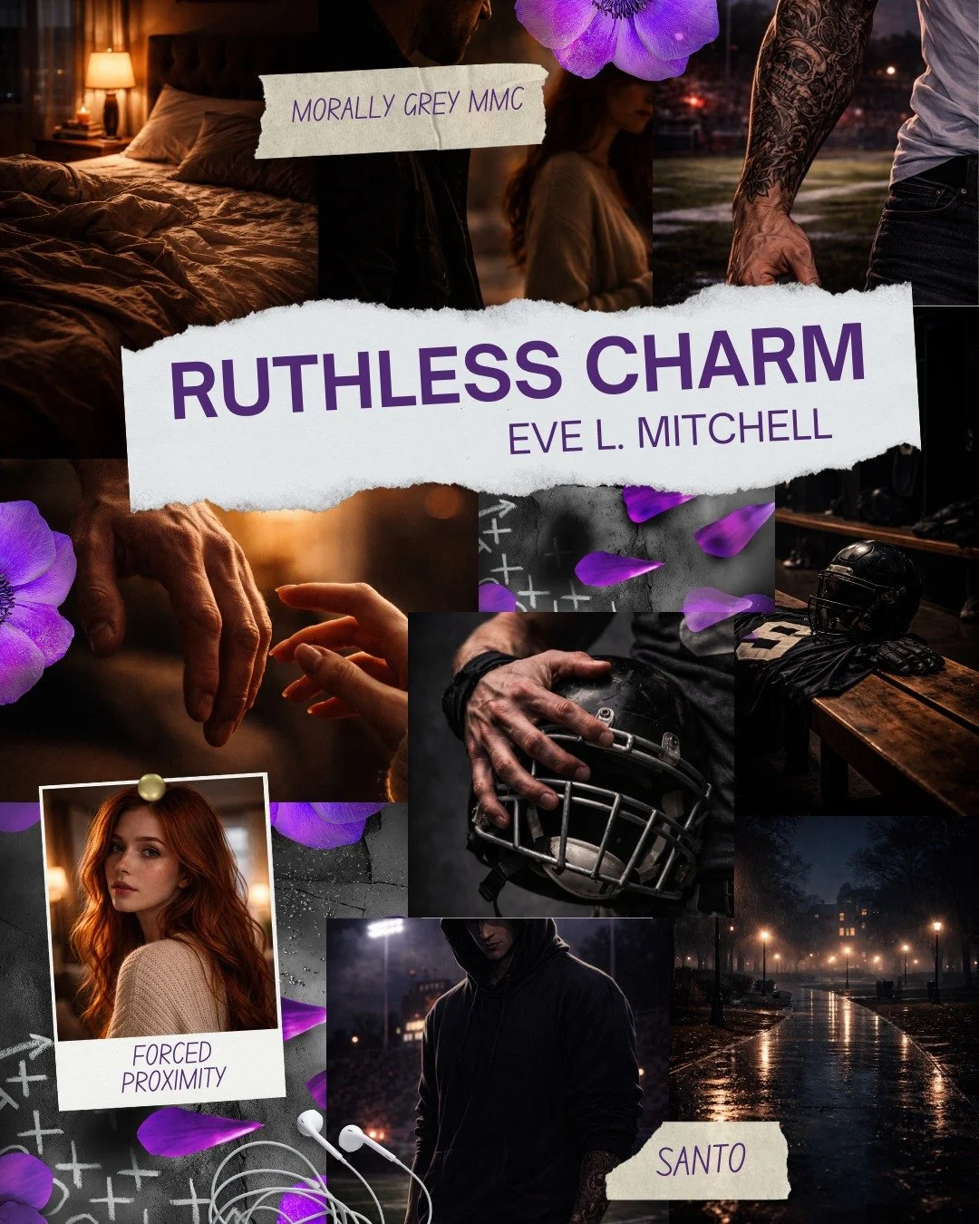 🖤 If this is your vibe&hellip; you&rsquo;re ready for Ash Santo

📖 RUTHLESS CHARM by Eve L. Mitchell 
🔗 OUT NOW! (link in bio)
📚 Available on Kindle Unlimited 

🖤 Forced proximity
👀 Can&rsquo;t Escape Each Other
🖤 Sports Romance
👀 Campus God

