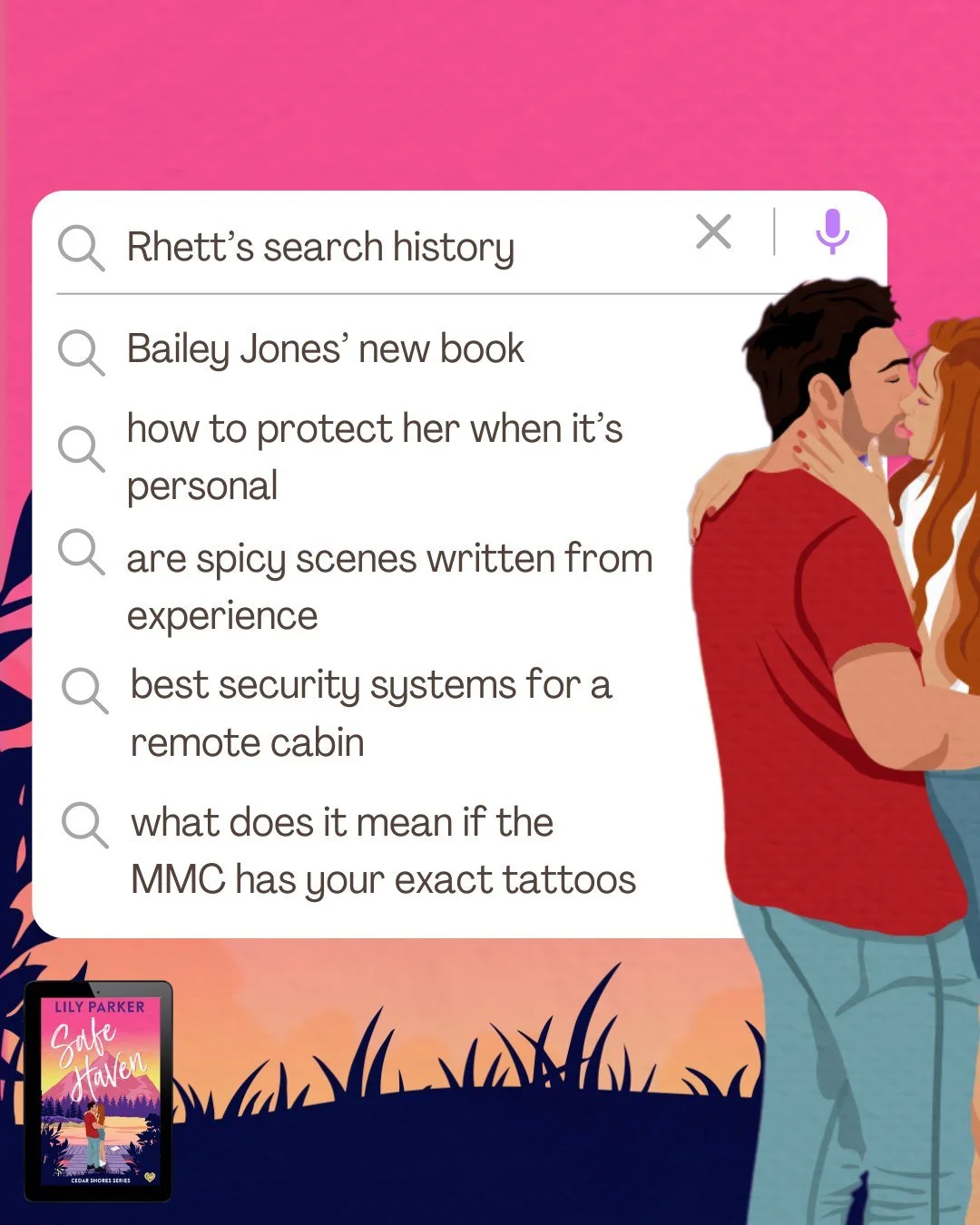 🔍 What&rsquo;s in their search history?

📖 SAFE HAVEN by Lily Parker
👉 Available for pre-order now! (link in bio)

🩷 Small-town
🔥 Ex Navy SEAL
🩷 Friends-to-lovers
🔥 Bestselling Romance writer
🩷 Romantic suspense
🔥 Secret hideaway
🩷 Brother&