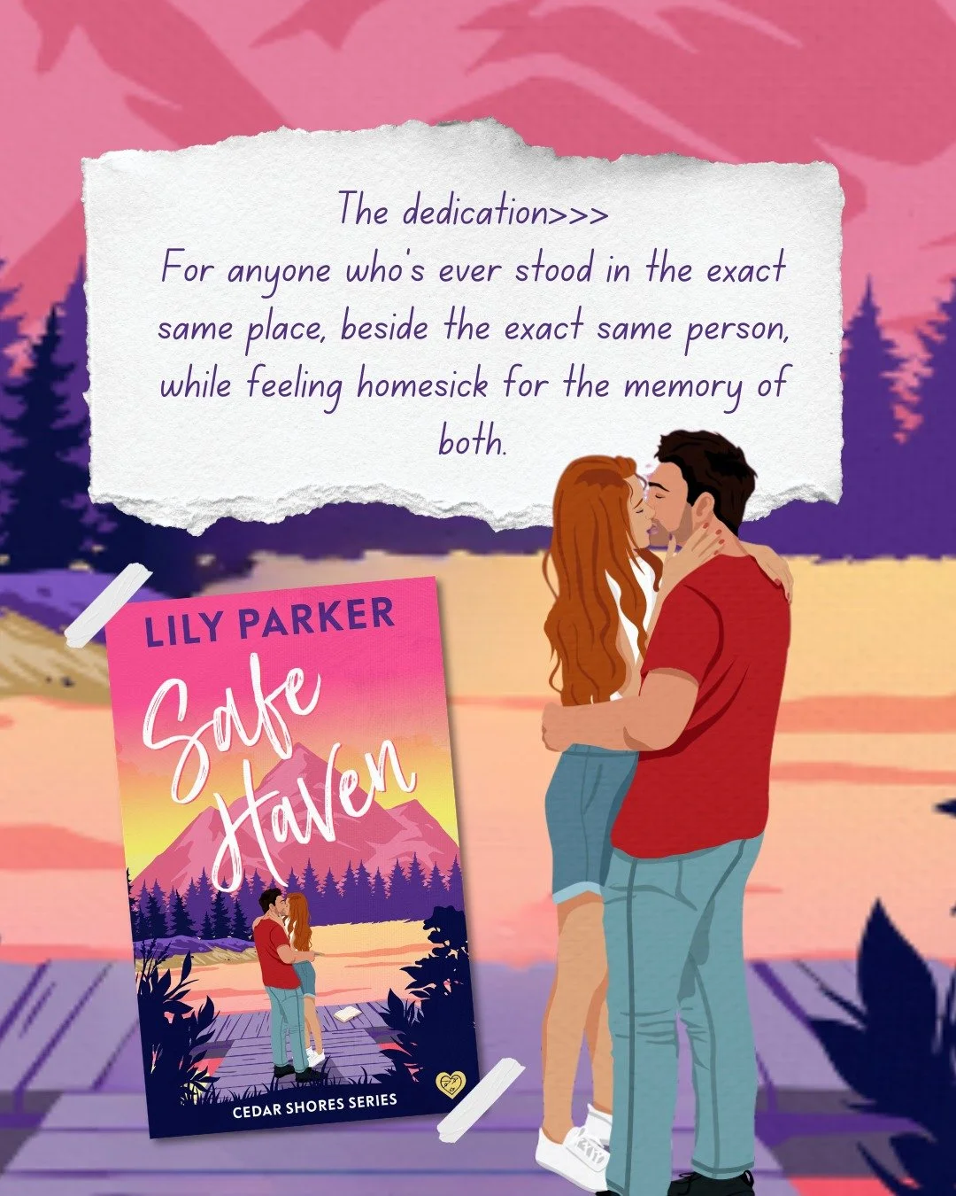 The dedication >>>>> 

📖 SAFE HAVEN by Lily Parker
👉 Available for pre-order now! (link in bio)

🩷 Small-town
🔥 Ex Navy SEAL
🩷 Friends-to-lovers
🔥 Bestselling Romance writer
🩷 Romantic suspense
🔥 Secret hideaway
🩷 Brother&rsqu