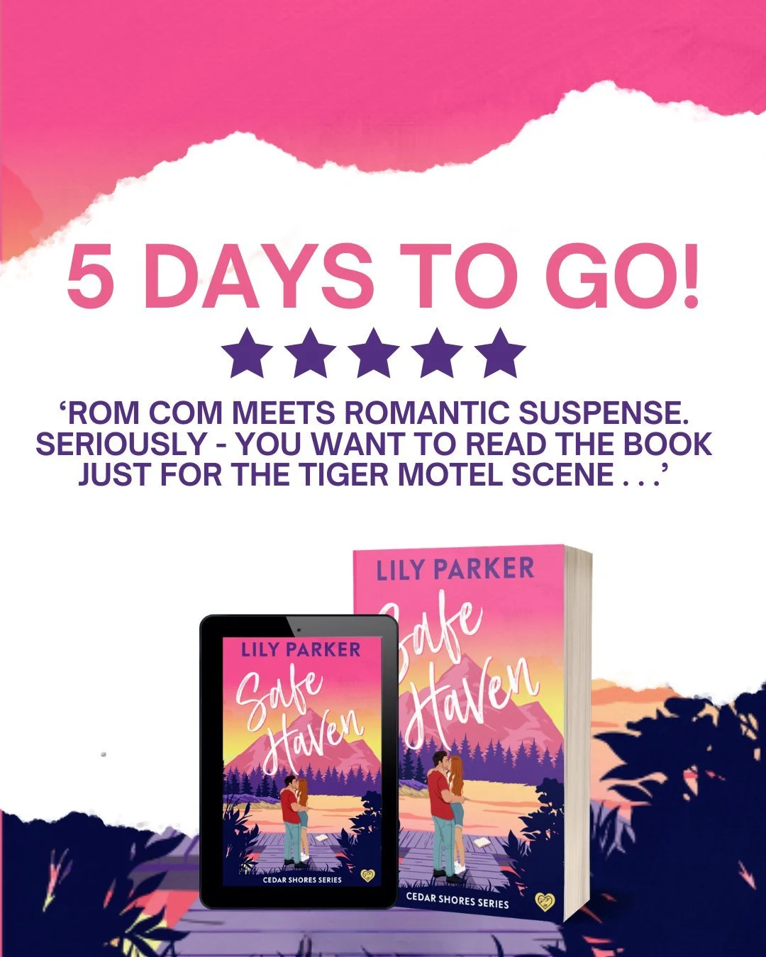 5 DAYS TO GO ⏳

📖 SAFE HAVEN by Lily Parker
👉 Available for pre-order now! (link in bio)

🩷 Small-town
🔥 Ex Navy SEAL
🩷 Friends-to-lovers
🔥 Bestselling Romance writer
🩷 Romantic suspense
🔥 Secret hideaway
🩷 Brother&rsquo;s best friend
🔥 A v