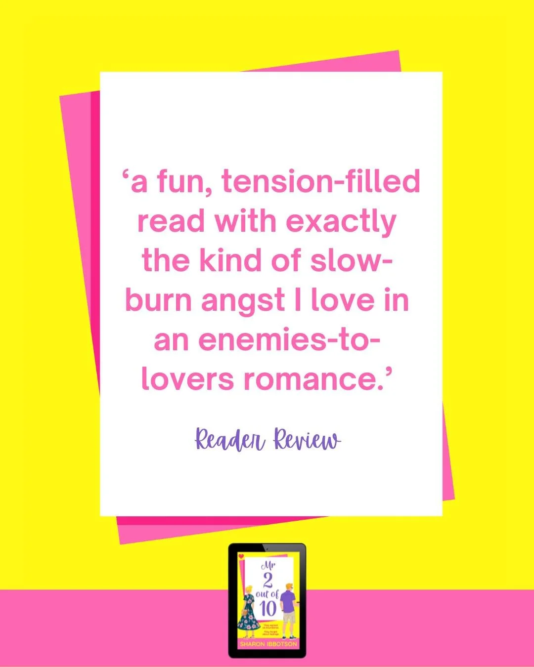 The reviews are in &hellip; and everyone is loving it! 😍

📖 Mr 2 Out Of 10 by Sharon Ibbotson
📚 Available on Kindle Unlimited 

🩷 Forced proximity
🔥 Enemies-to-lovers
🩷 Second chance
🔥 Miscommunication 
🩷 Explosive chemistry 

#mr2outof10 #sh