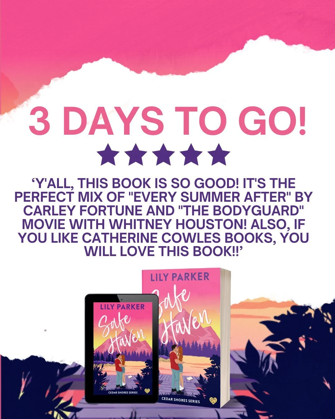 3 DAYS TO GO ⏳
A love that never faded. A man who would do anything to protect her . . . 🔥

📖 SAFE HAVEN by Lily Parker
👉 Available for pre-order now! (link in bio)

🩷 Small-town
🔥 Ex Navy SEAL
🩷 Friends-to-lovers
🔥 Bestselling Romance writer
