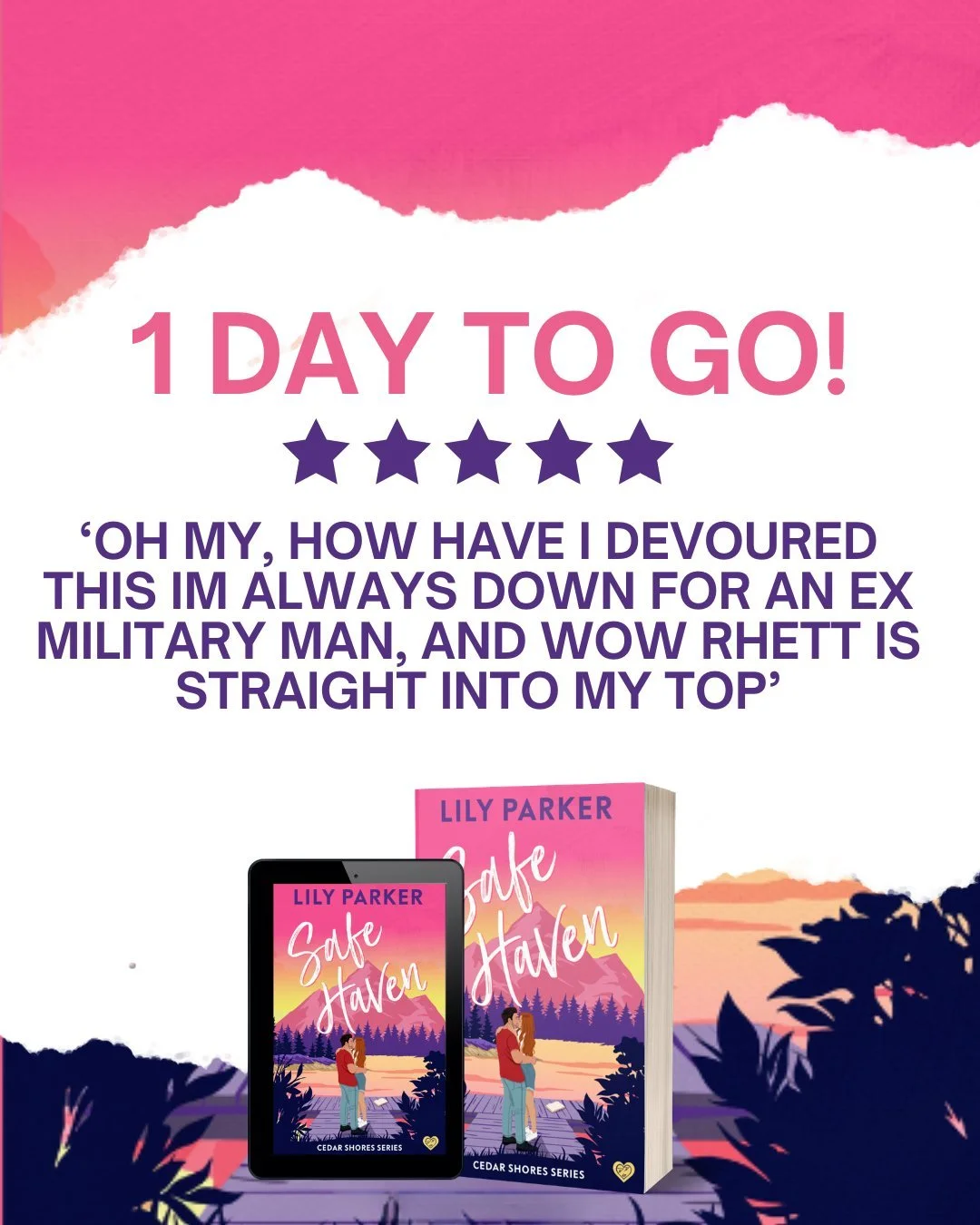 1 DAY TO GO ⏳
The love story you won&rsquo;t forget . . .🔥

📖 SAFE HAVEN by Lily Parker
👉 Available for pre-order now! (link in bio)

🩷 Small-town
🔥 Ex Navy SEAL
🩷 Friends-to-lovers
🔥 Bestselling Romance writer
🩷 Romantic suspense
🔥 Secret h