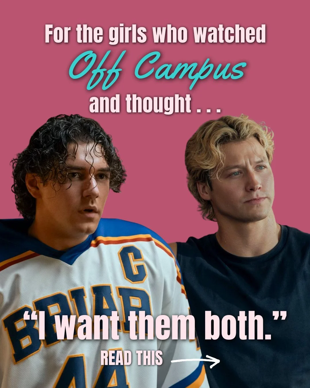 So . . . who else binge watched Off Campus in one sitting and decided choosing between Graham and Dean is simply impossible?? 😌🏒

If your solution is &ldquo;both&rdquo; then you NEED to read:

📖 BETWEEN THE PAGES AND THE RINK by Meadow Thompson
👉