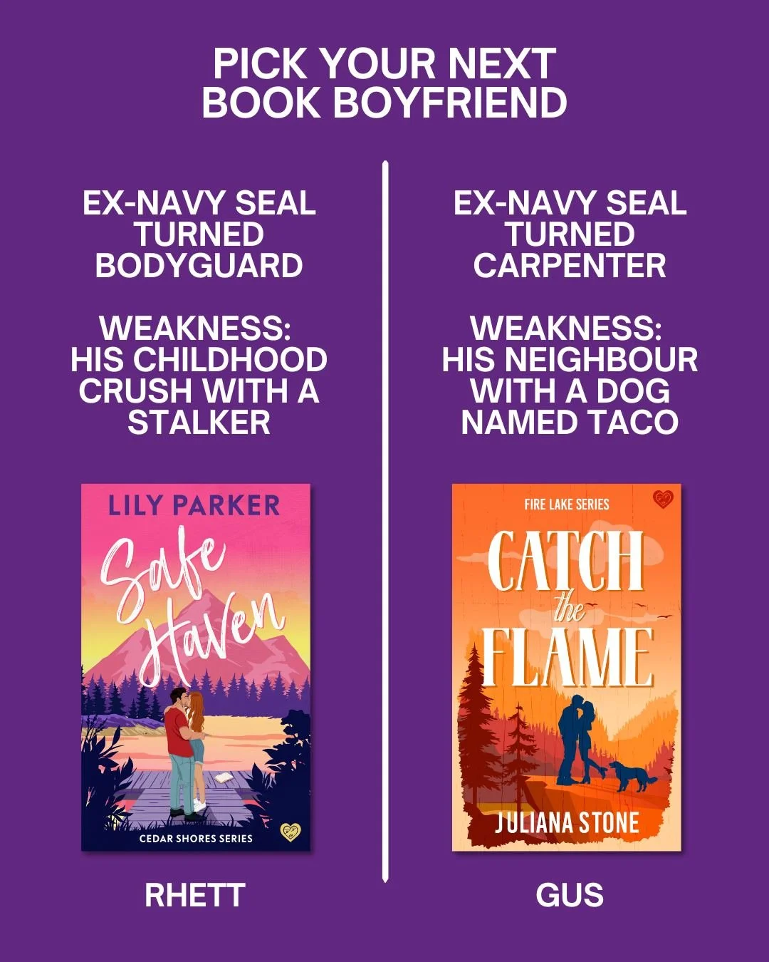 Which book boyfriend are you picking? 👀
Both ex-Navy SEALs. Both dangerously irresistible. Only one choice . . .

Tell us your pick 👇

#bookboyfriend #romancereads #romancebooks #navysealromance #readingcommunity