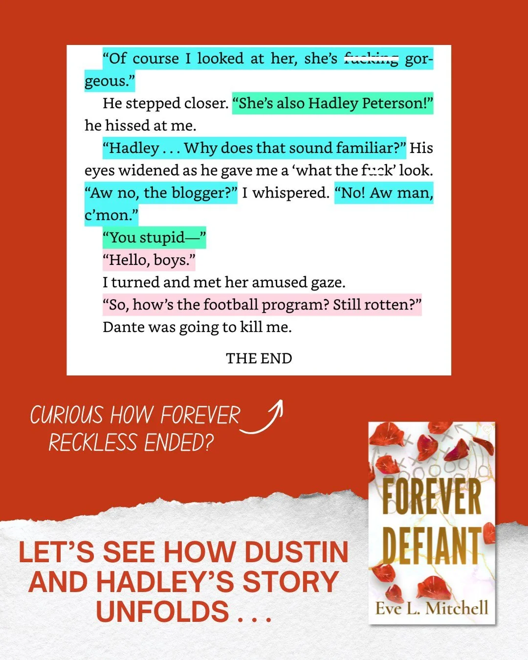 Loved Forever Reckless? Meet the next Alabama Lion . . . 🏈

📖 FOREVER DEFIANT by Eve L. Mitchell
🔗 PRE-ORDER NOW! (link in bio)
📚 Available on Kindle Unlimited

🖤 Morally grey MMC
🏈 Sports romance
🖤 Sleeping with the enemy
🏈 'Stay away from h