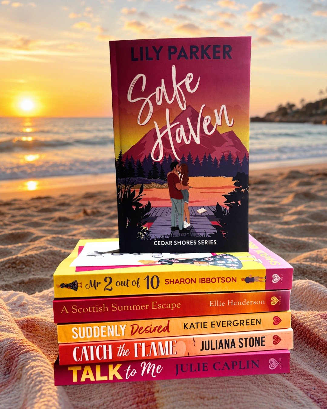 Summer beach reads incoming ☀️
Your perfect holiday stack is here 👀
From sun-soaked escapes to swoony romance, these are made for your beach bag 🌊

Which one are you reading first? 👇
🩷 Safe Haven by Lily Parker
🩷 Mr 2 out of 10 by Sharon Ibbotso