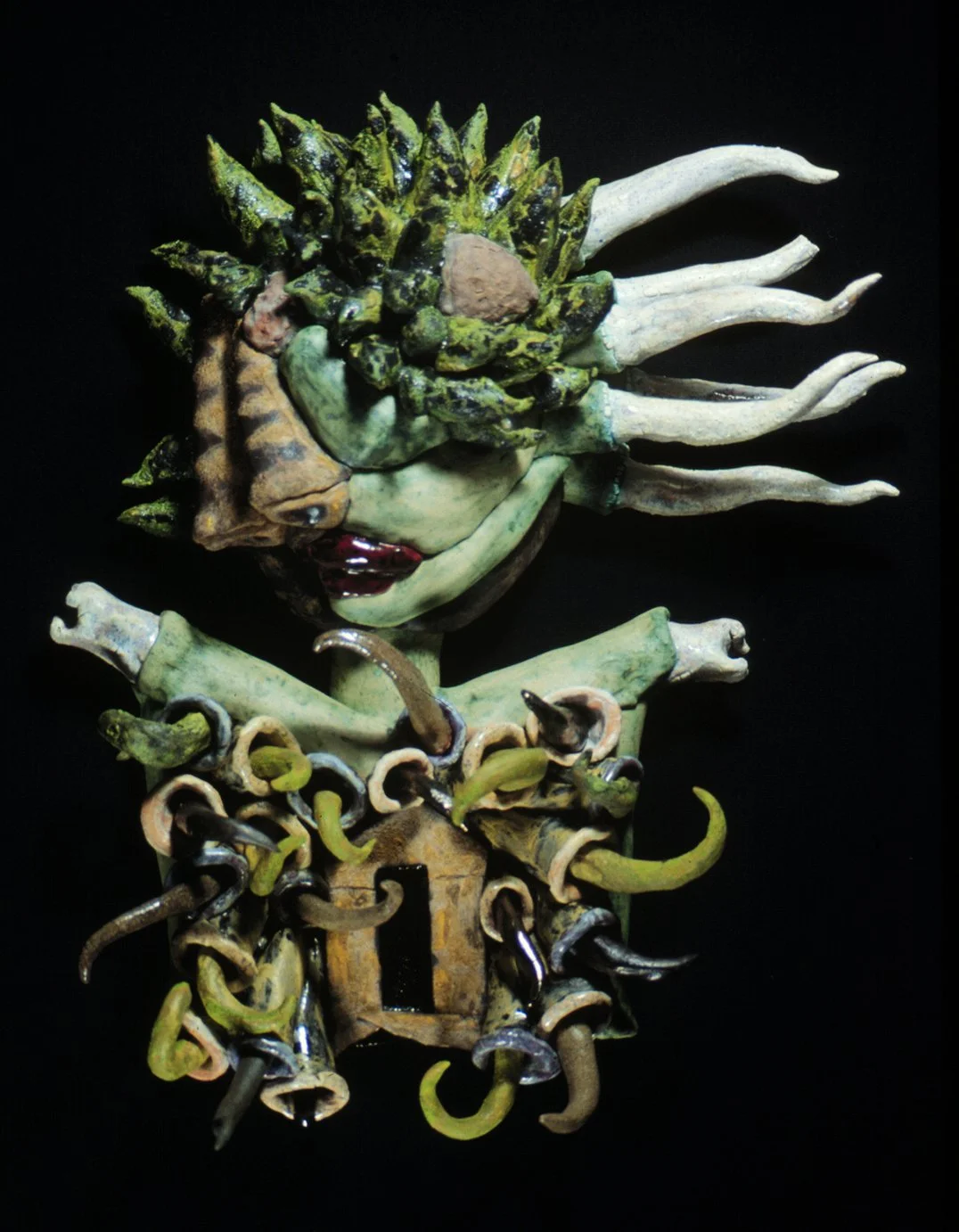 Uneasy Feelings, 25" x 20" x 8", clay, multifired glaze and underglaze, 