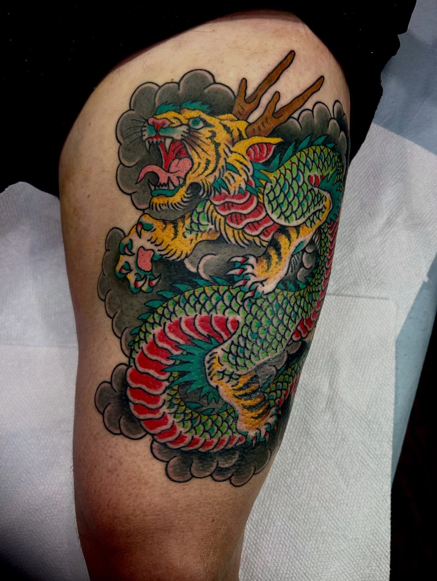 Did this super fun mashup back in May for @kylecomstock42 Cool idea inspired by graffiti he found SWIPE to see the inspo @enso_tattoo