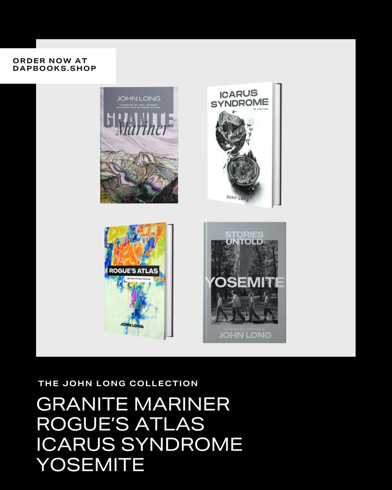 🚨 Can&rsquo;t get enough of John Long? 🚨

Now&rsquo;s your chance to own 4 of his unforgettable works: Icarus Syndrome, Rogue&rsquo;s Atlas, Granite Mariner, and Yosemite: Stories Untold, exclusively through dapbooks.shop.

From daring climbs to so
