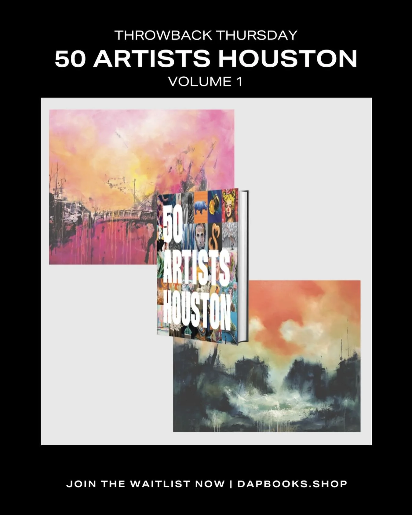 Sold out but more on the way soon! The Houston art scene is vibrant and you don&rsquo;t want to miss having this gem as part of your library! Join the waitlist now by ordering 50 Artists Houston Volume 1 at dapbooks.shop 🎨 

🔗 Link in bio