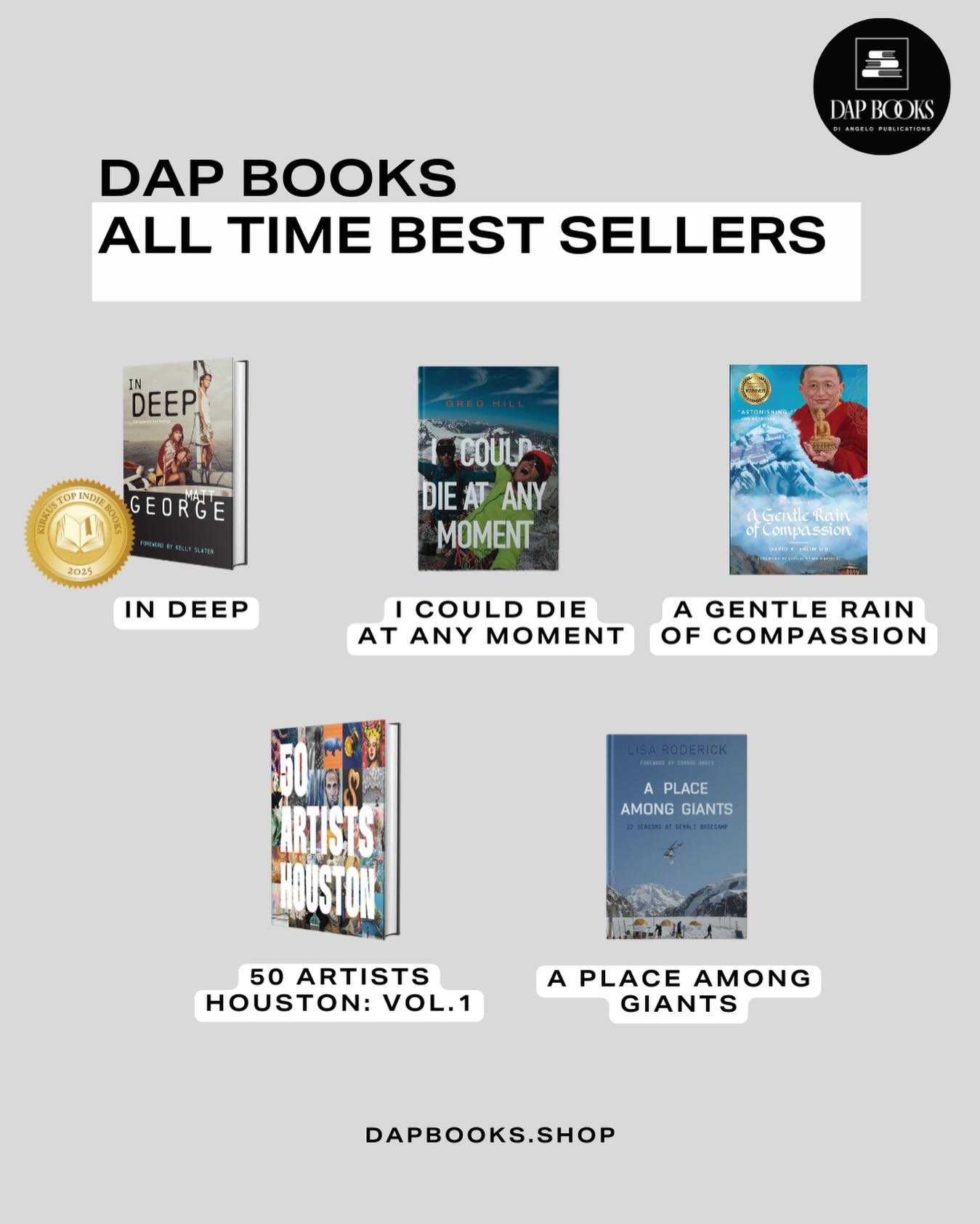 📖 The books readers keep coming back to.
Our Top 5 All-Time Best Sellers are proof that powerful storytelling never goes out of style.

👉 Head to dapbooks.shop to explore these favorites&mdash;and uncover your next epic read from our full catalog.
