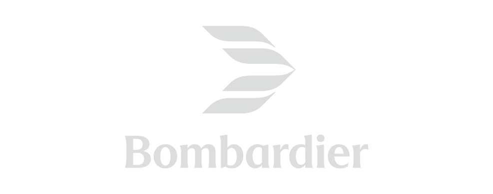 Bombardier logo with a stylized emblem above the company's name.