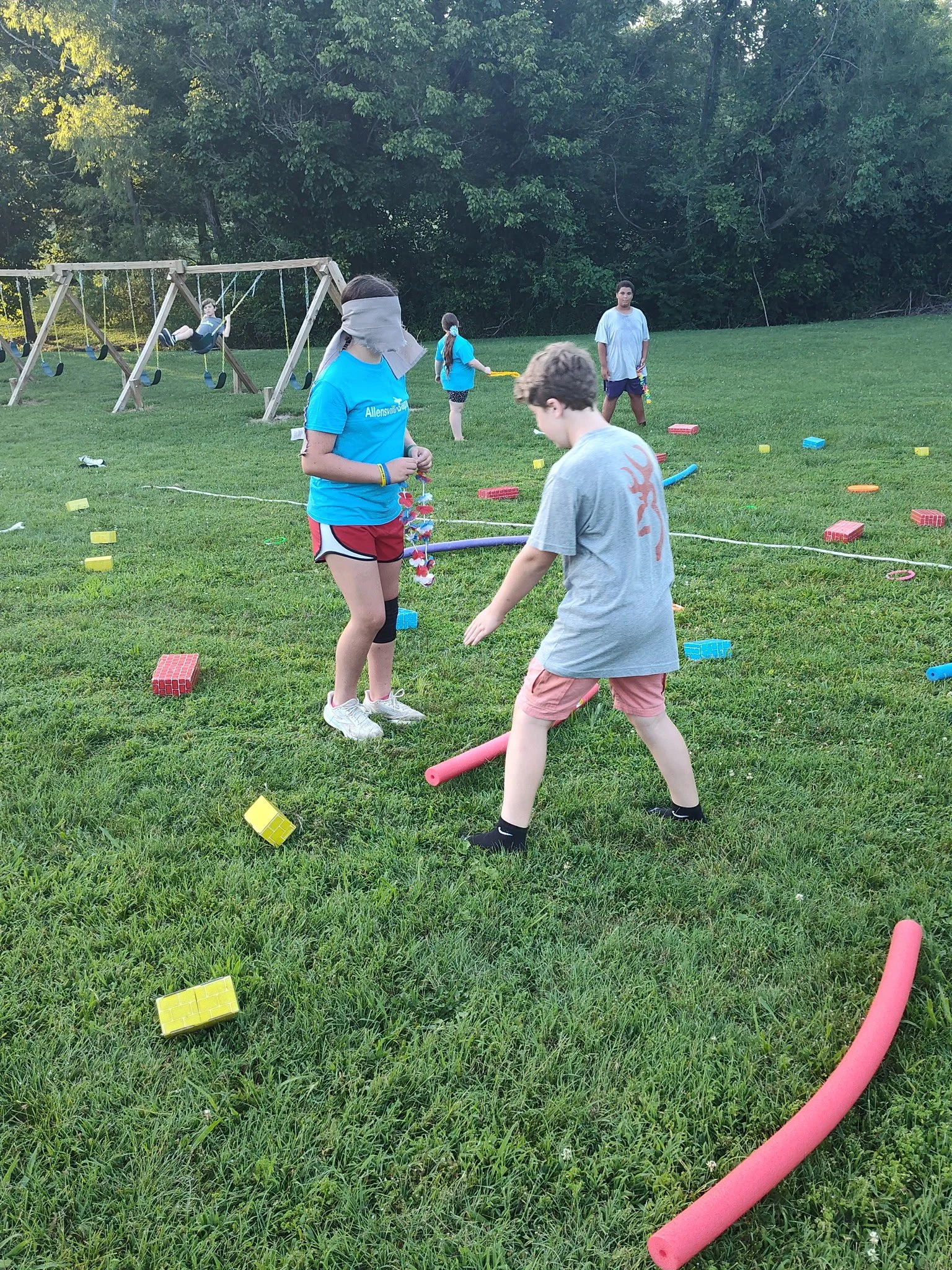 Children playing outside during Vacation Bible School.