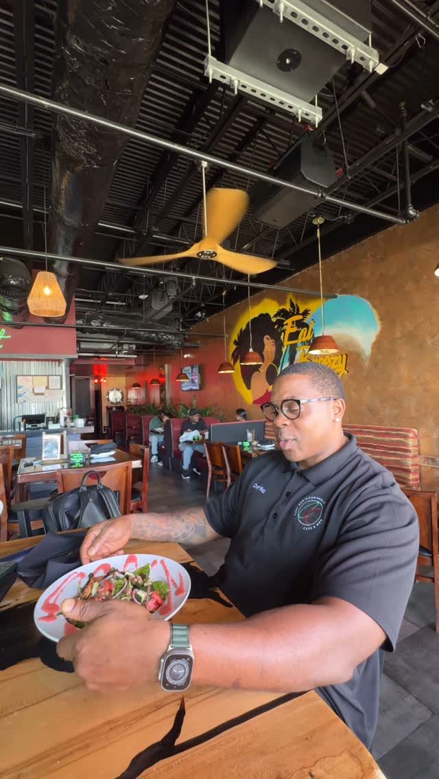 Chef Rob let us in on one of his new favorites — the Blackened Shrimp Salad — This delicious entree includes: Blackened Shrimp, Mesclun greens, candied walnuts, fresh tomatoes, cucumbers, red onions, and our signature raspberry mango vina