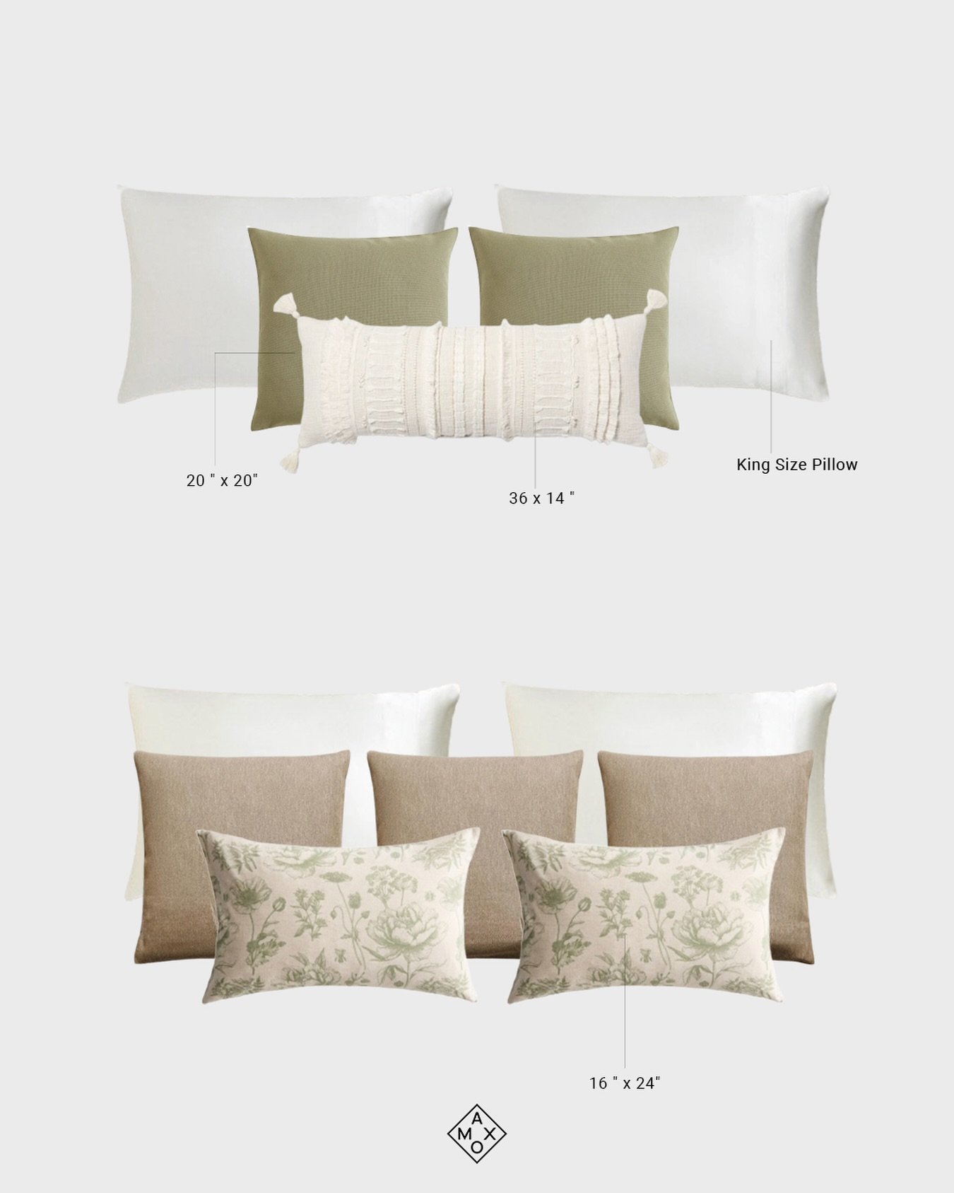 Inspired by some recommendations I shared with a friend, I&rsquo;ve put together two decorative pillow arrangements for a king size bed. 

Creating the perfect look can be fun but tricky, so I suggest mixing sets of 2 or 3 pillows for symmetry. I cou