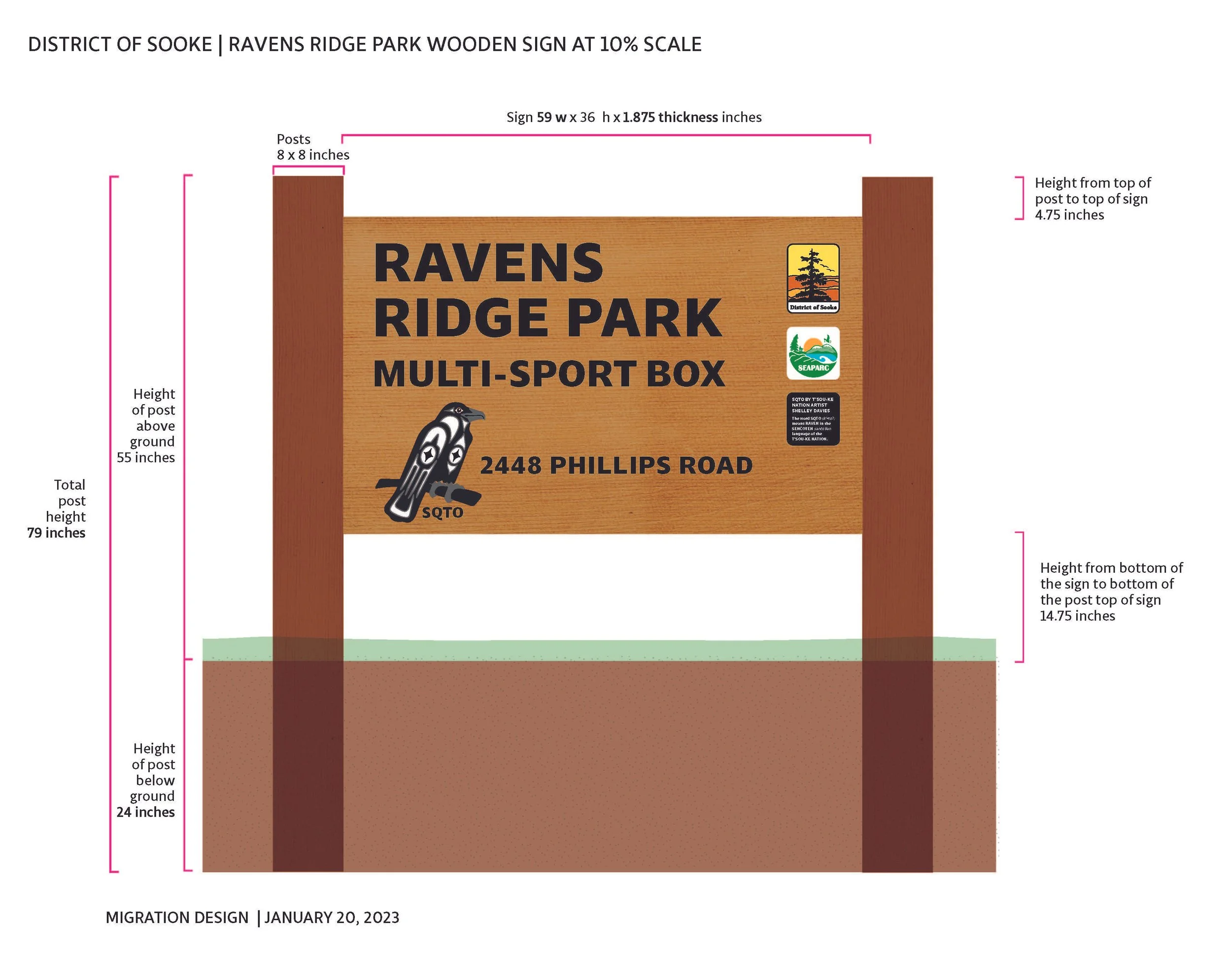 Example of park gateway signage: part of signage plan for local government.