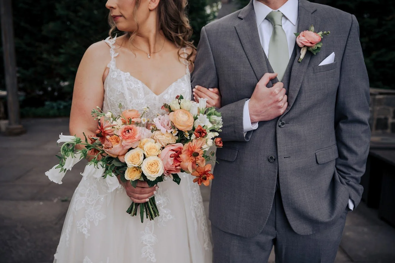 Peach and coral garden bouquet