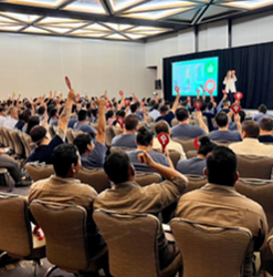 Hotel employees participating in an engaging service training session