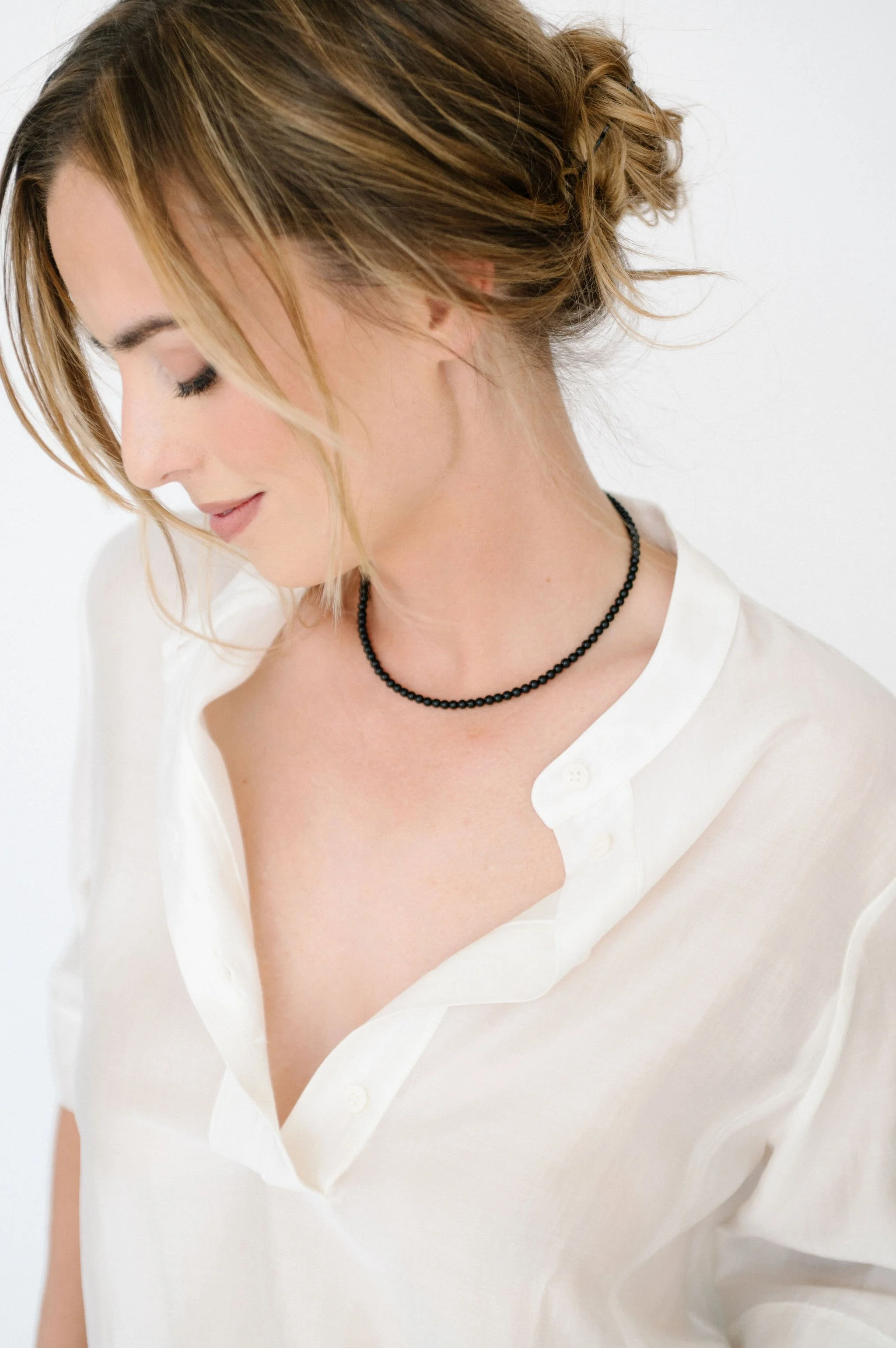 Black Onyx Beaded Choker Necklace