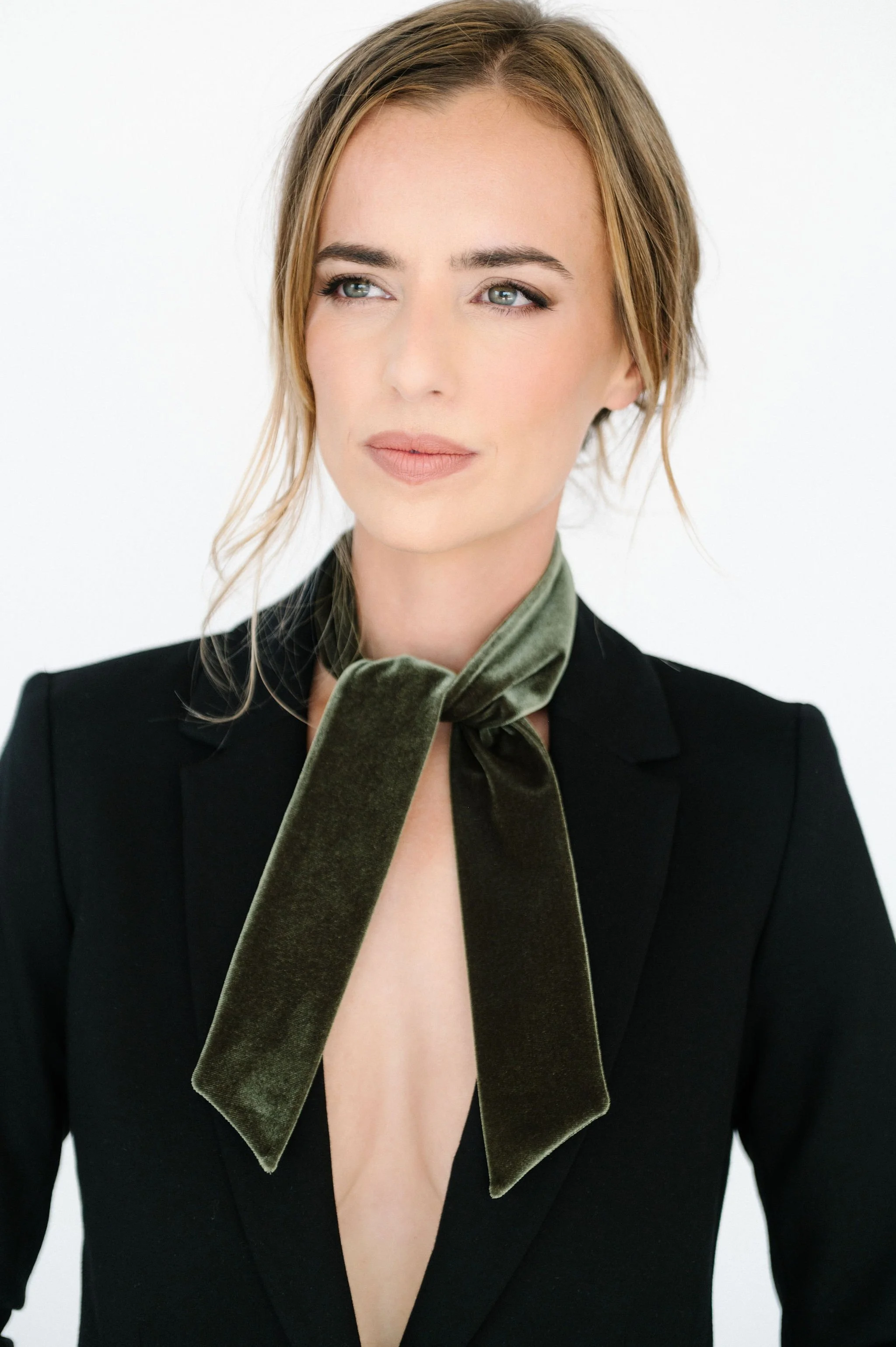 Velvet Skinny Scarf - Olive
