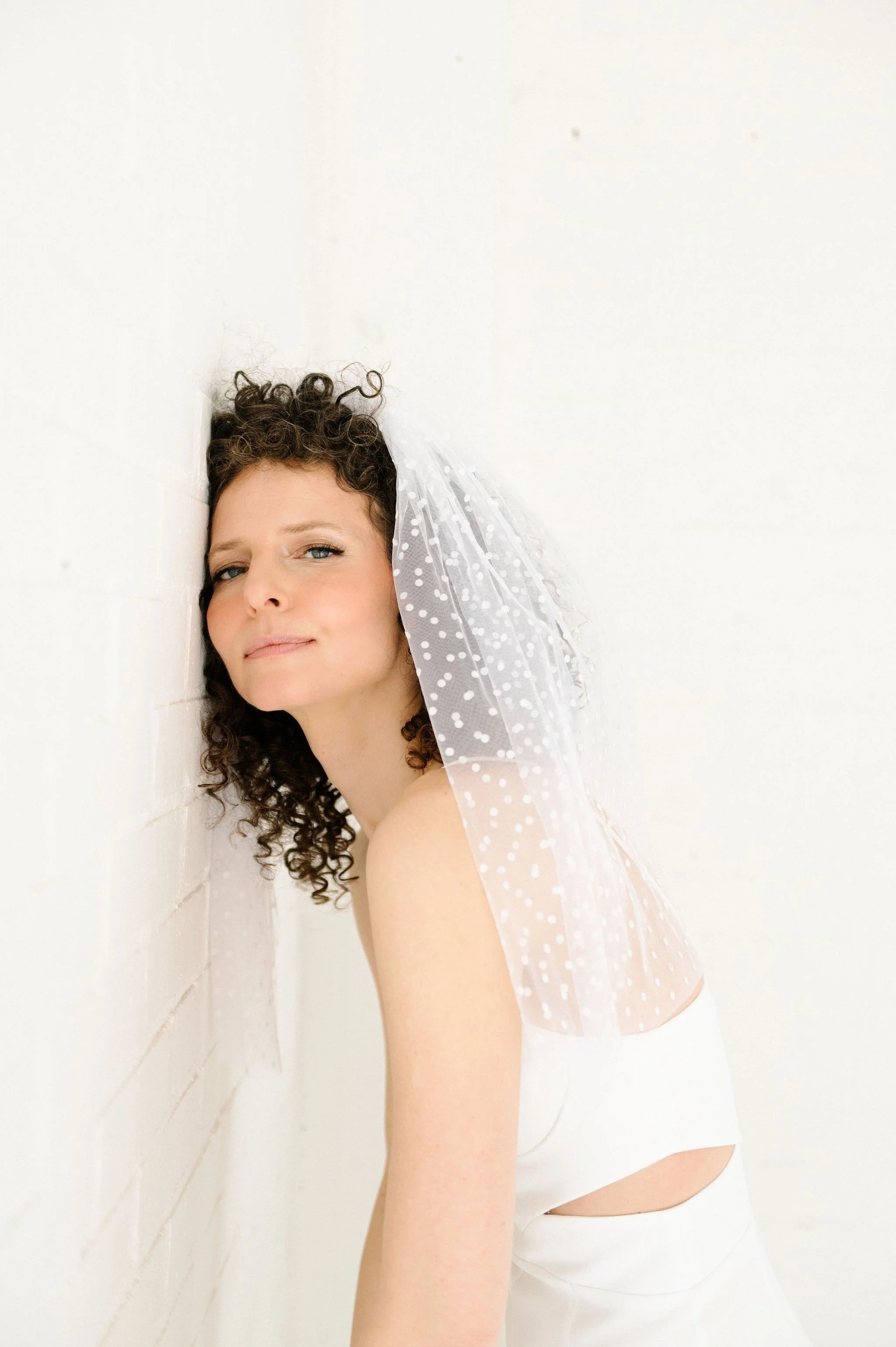 White Polka Dot Mini Veil