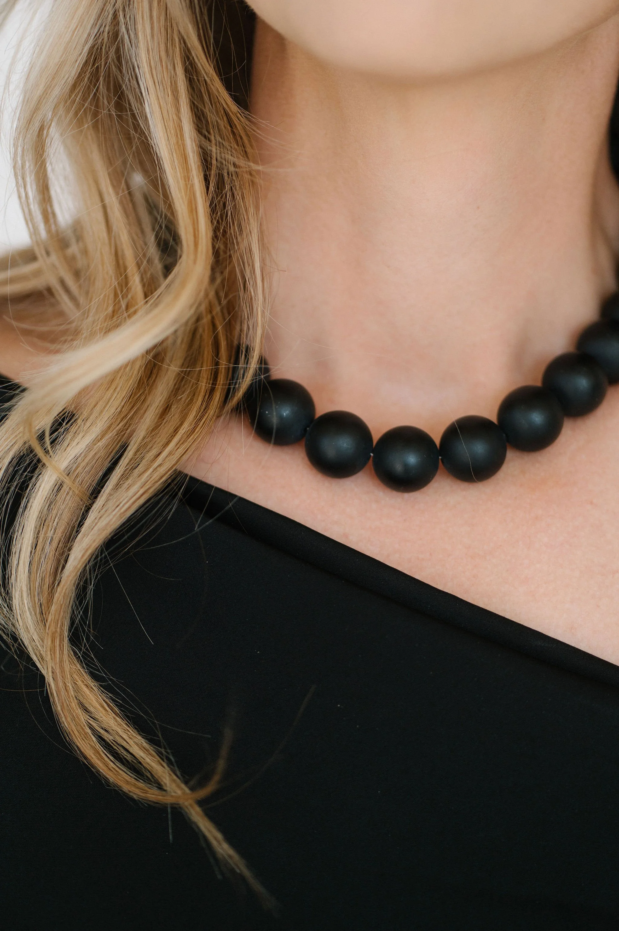 Black Onyx Large Beaded Collar Necklace