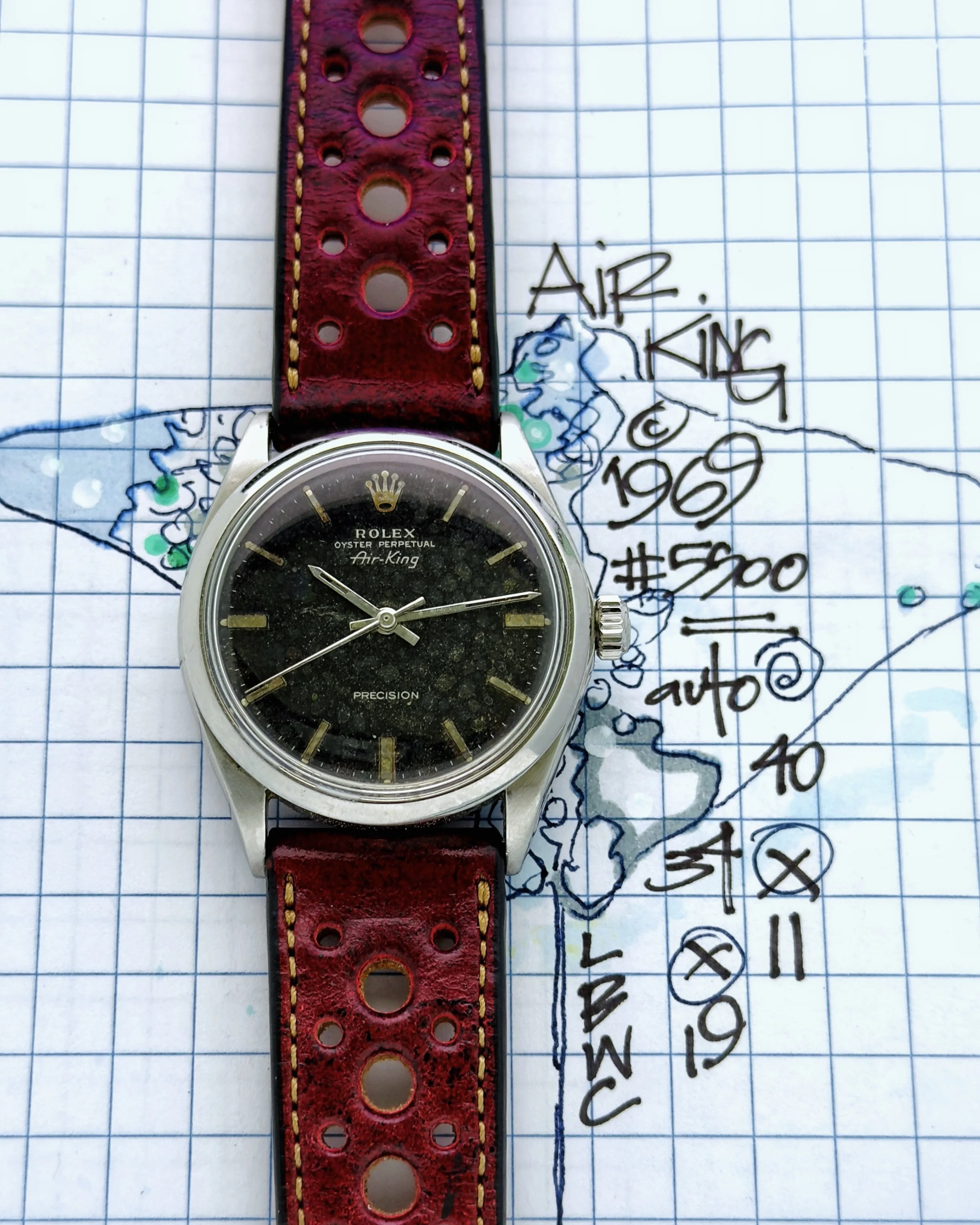 Rolex Air King ref. 5500 circa 1969 with Stingray Patina