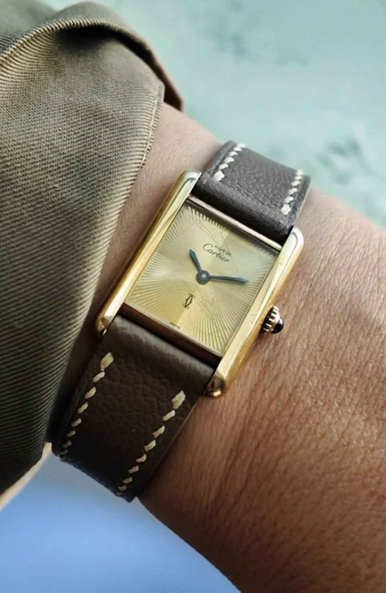 Cartier Tank Vermeil Astroburst Guilloche  Manual Wind