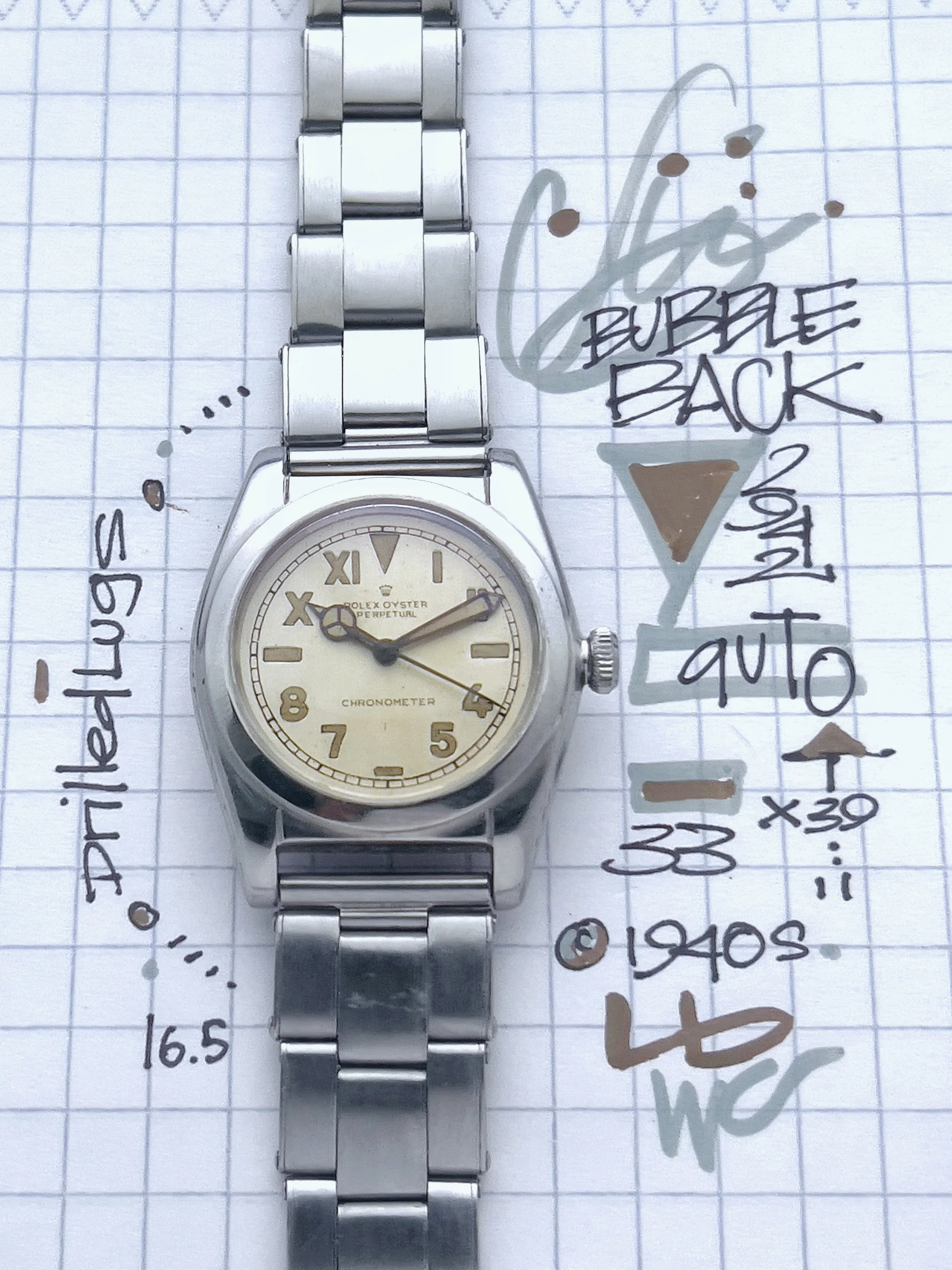 Rolex BubbleBack ref 2940 circa 1940s