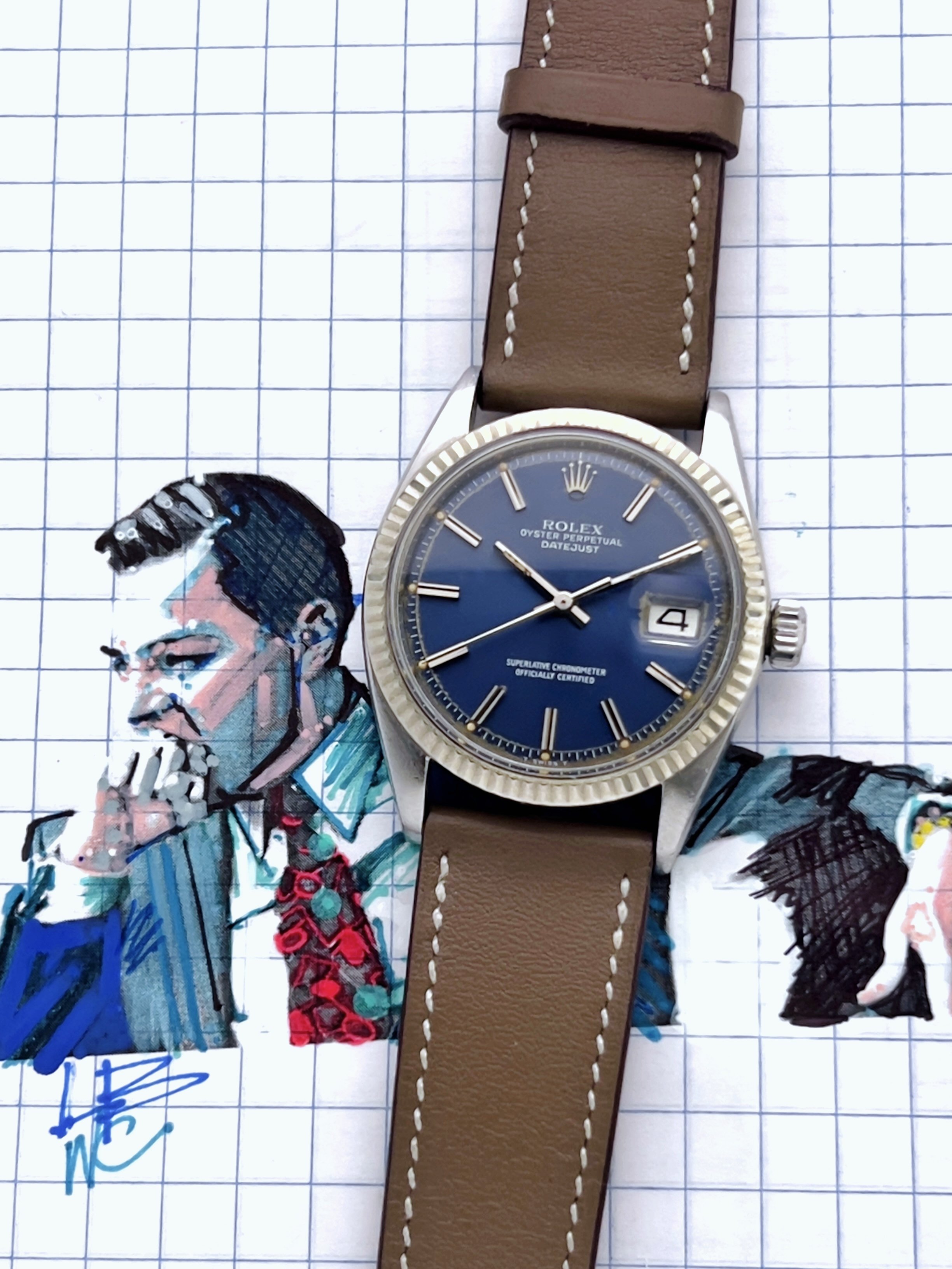 Rolex Datejust ref. 1601 circa 1963 on Hermes