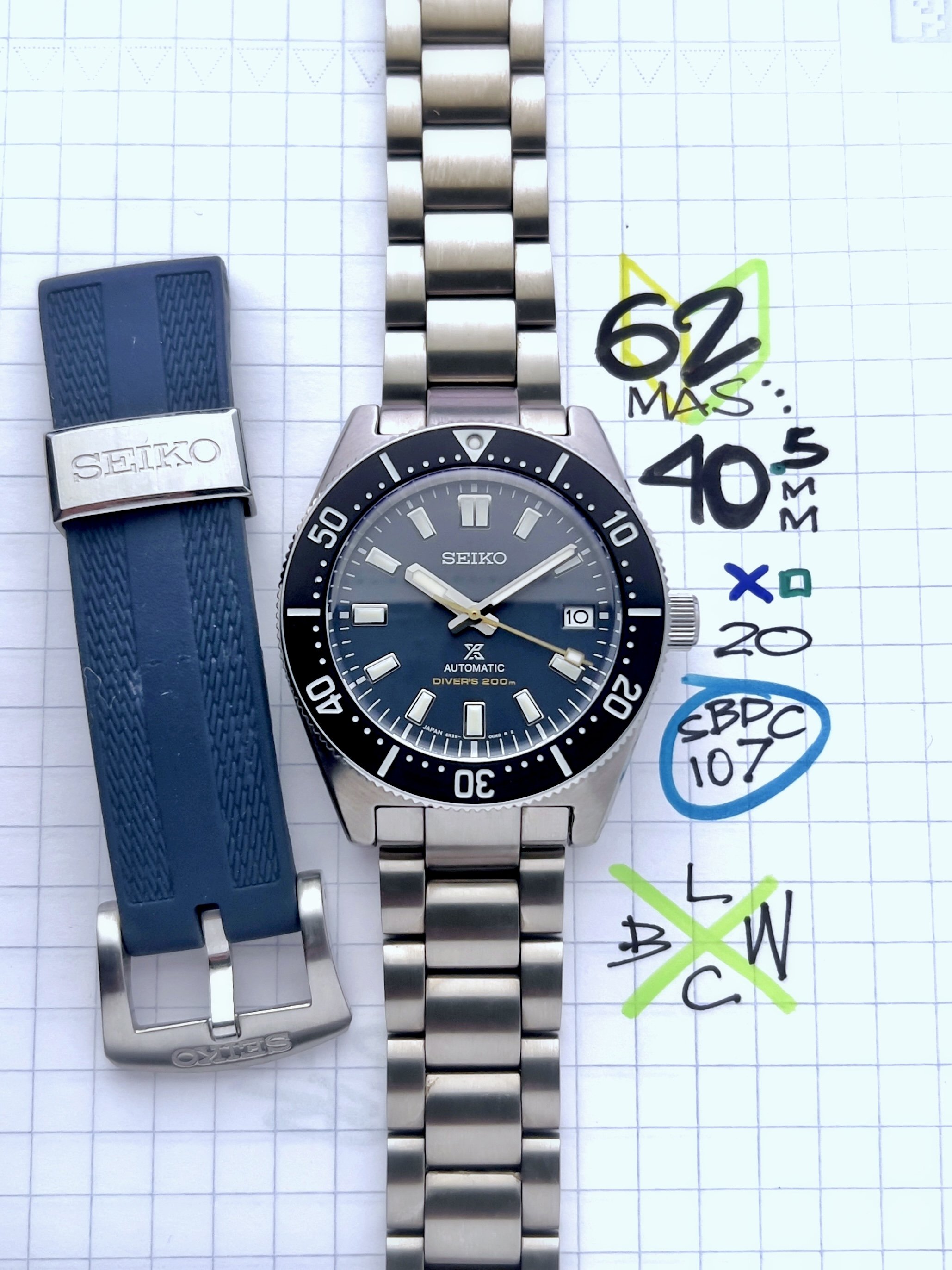 Seiko SBDC107 JDM 62MAS Prospex 200m Diver 1965 aka SPB149