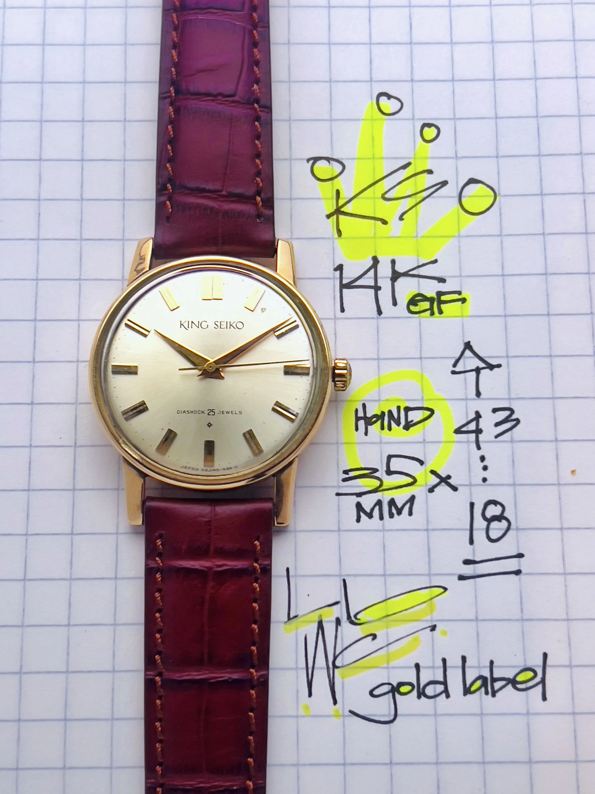 King Seiko First Model Hand-Wound 14K Gold GF circa 1960s