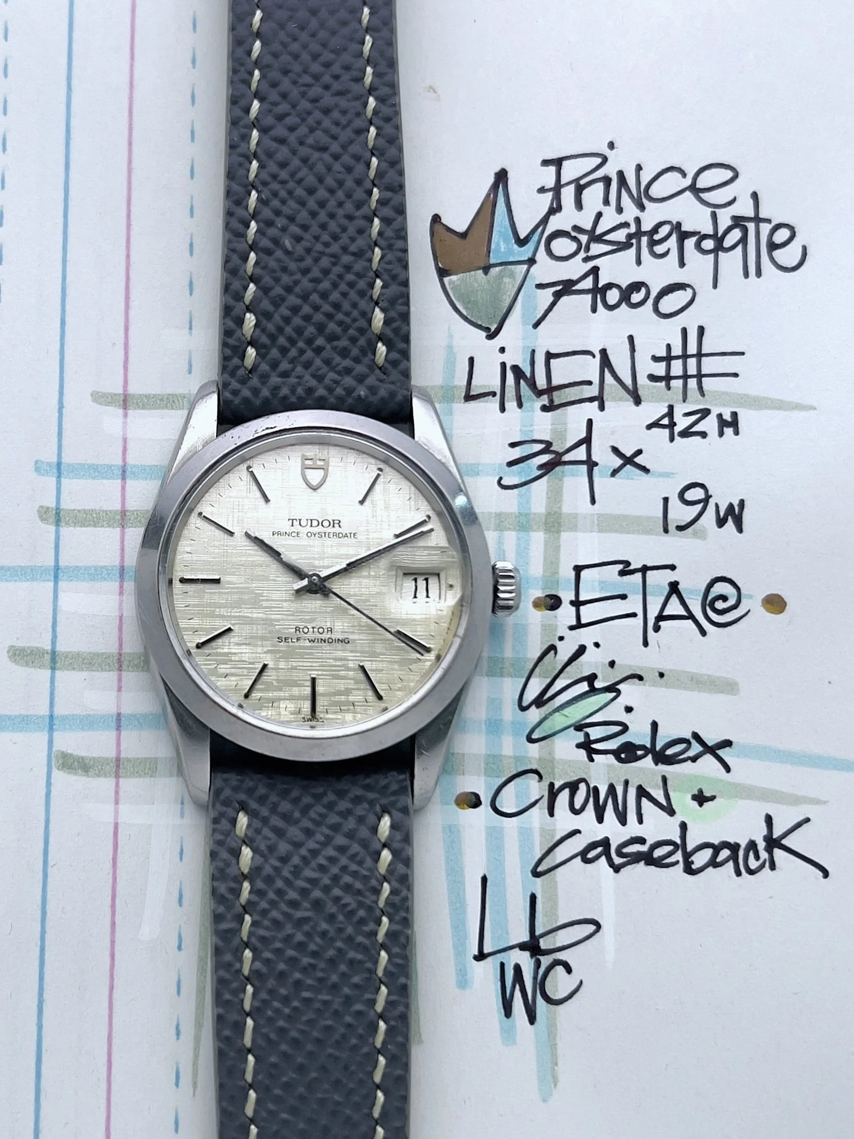 Tudor Prince Oysterdate ref. 74000 with Linen Dial