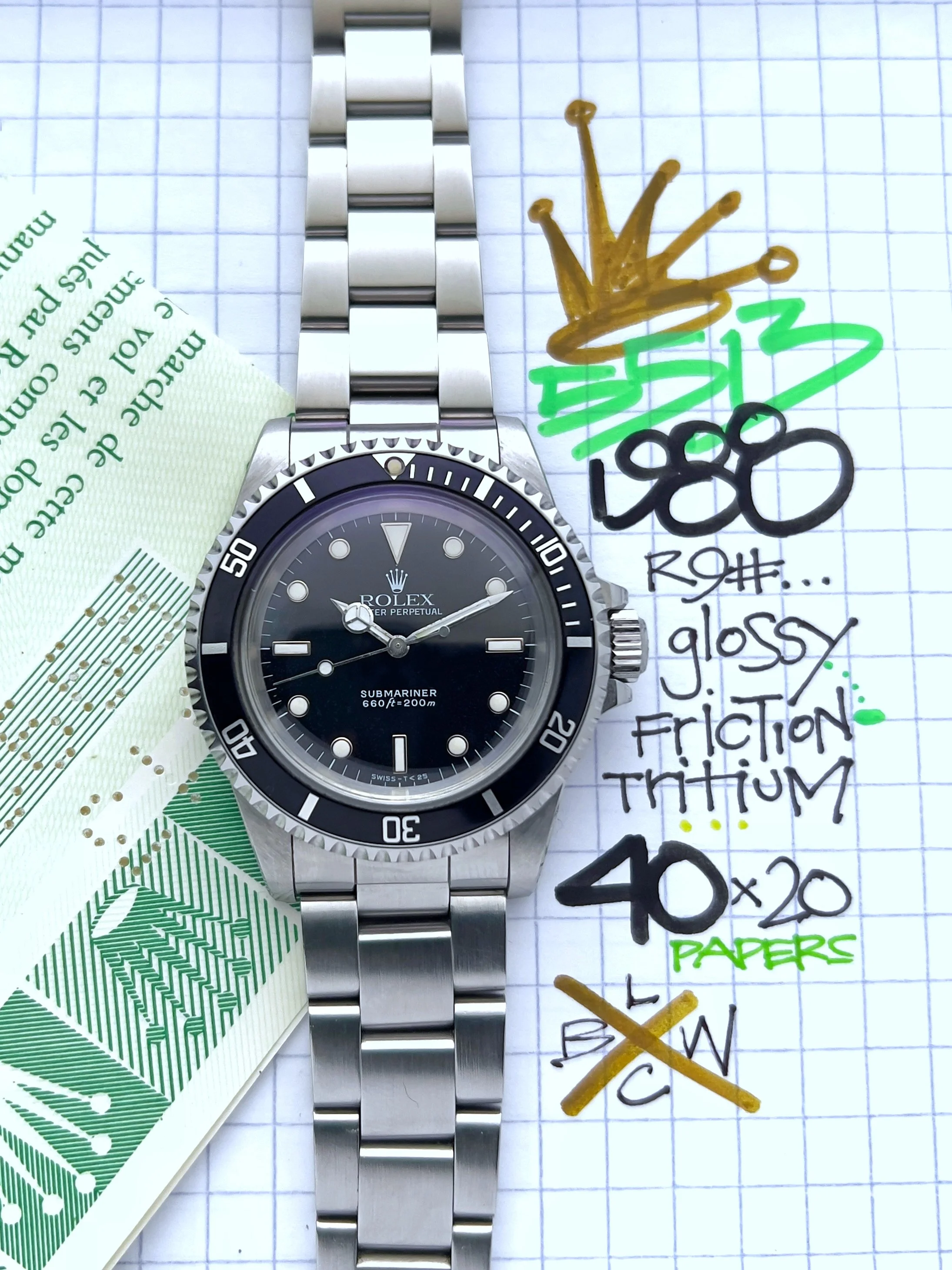 Rolex Submariner rer. 5513 R-Serial 1988 with Papers