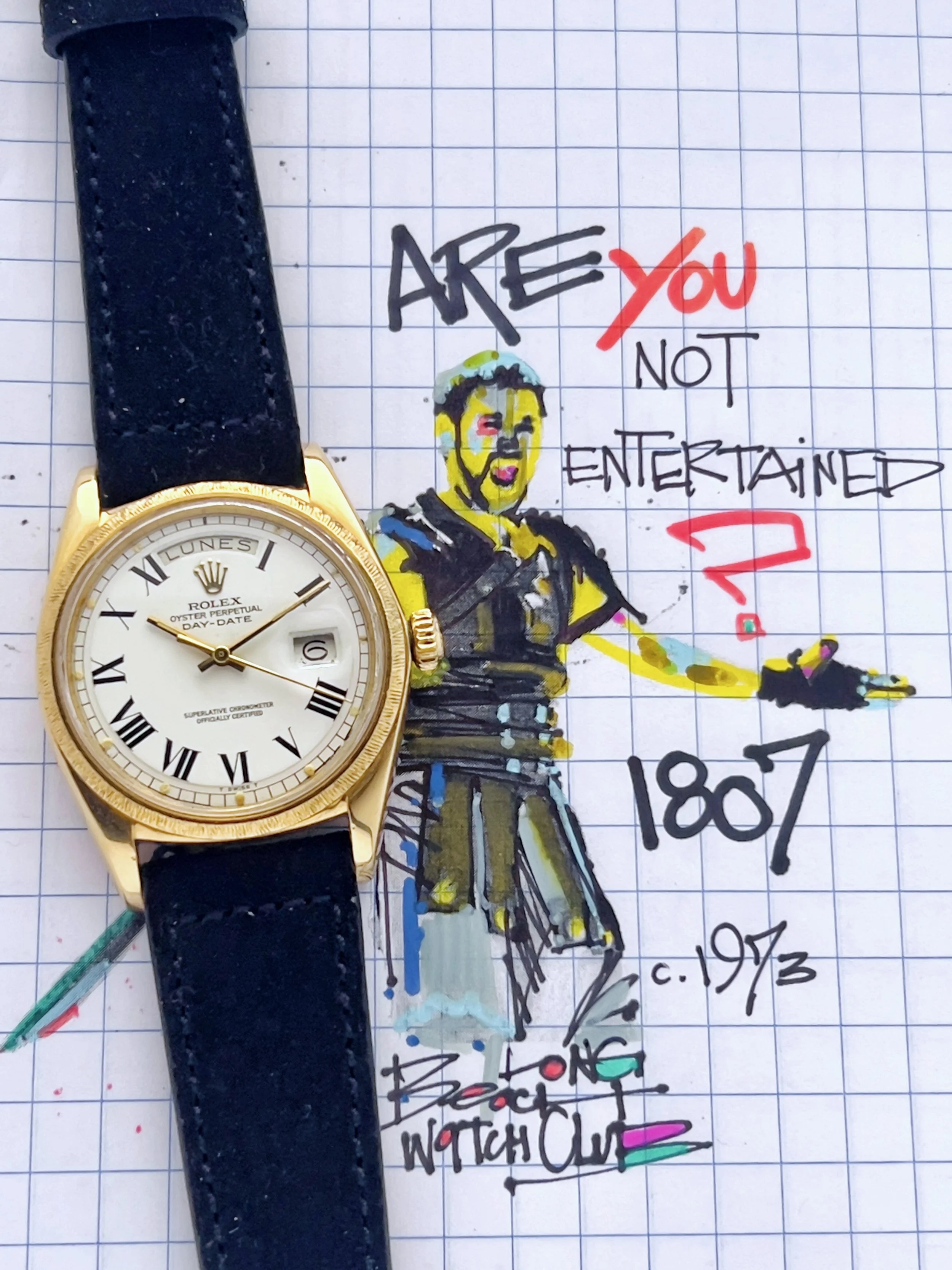 Rolex Day Date ref. 1807 Roman Dial and Spanish Datewheel circa 1973