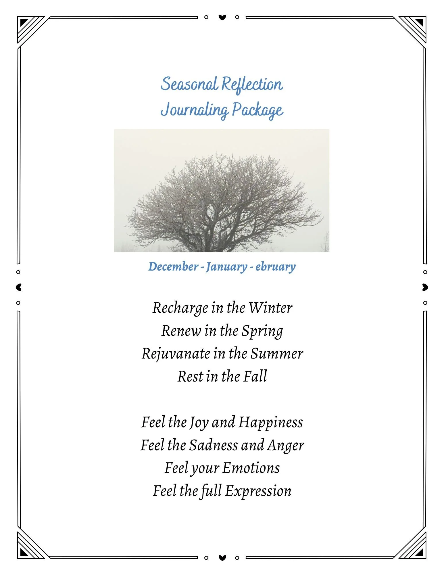 Seasonal Reflections Journaling Package (Winter)