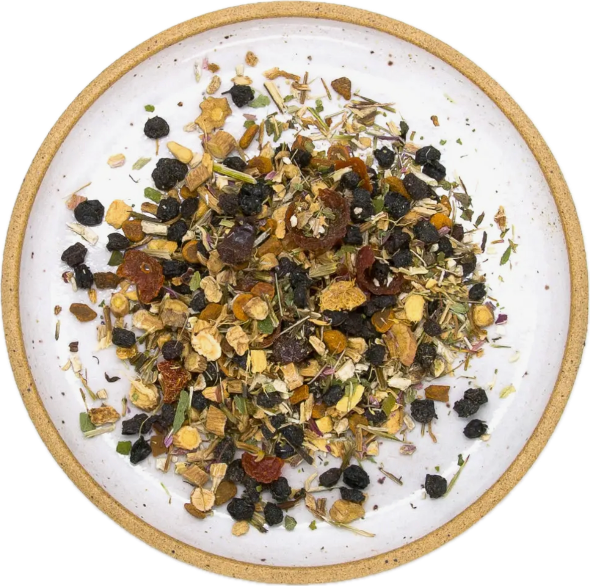   Immune Boost   — Elderberries, Astragalus Root,/ginger, Cinnamon and Rosehips.  Caffeine Free 