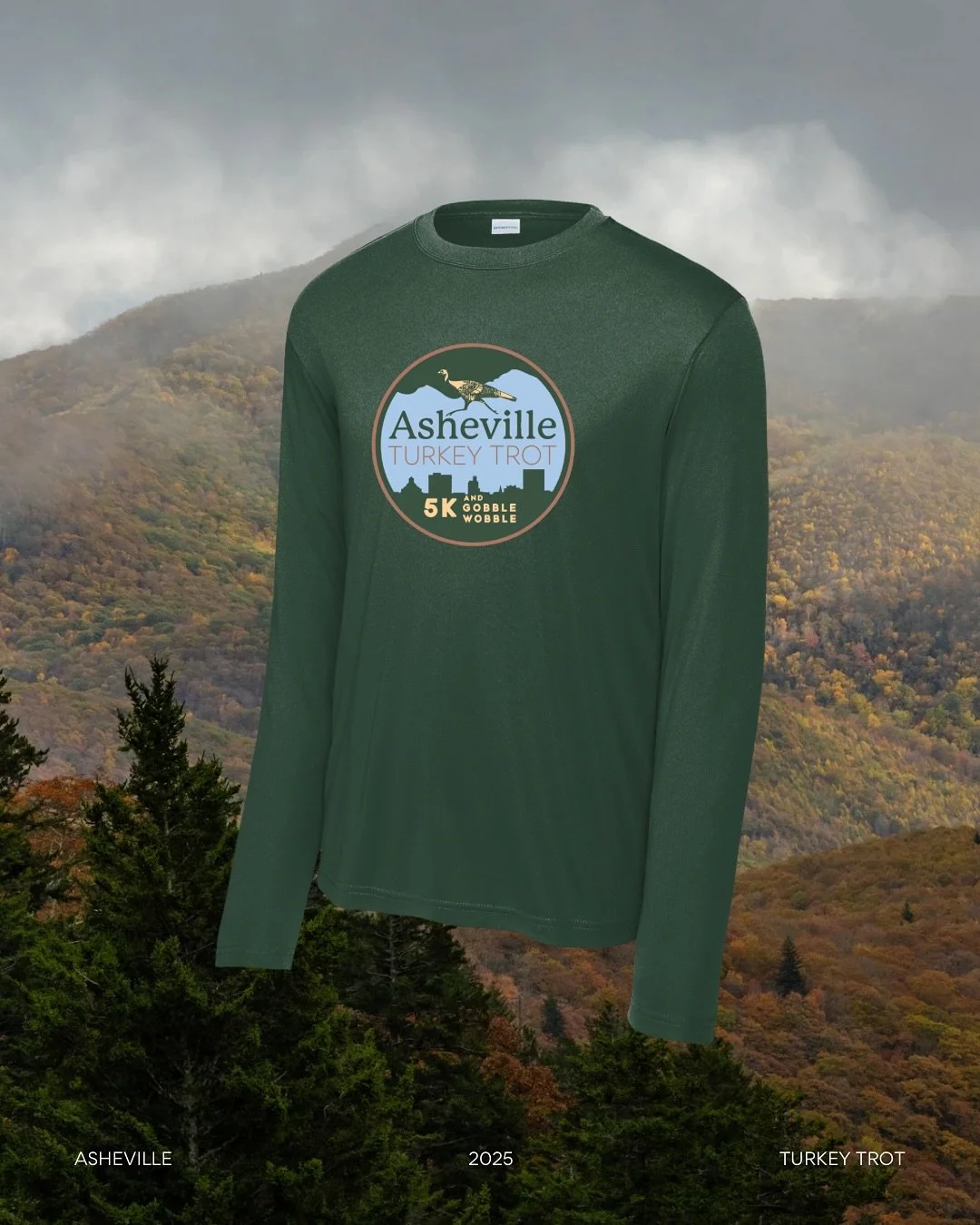 SHIRT REVEAL for the 2025 ASHEVILLE TURKEY TROT!

The official color is forest green! We are obsessed with this year&rsquo;s color-ways thanks to our amazing logo designer @wildbynaturedesigns Anne George and our talented printing crew @image420scree