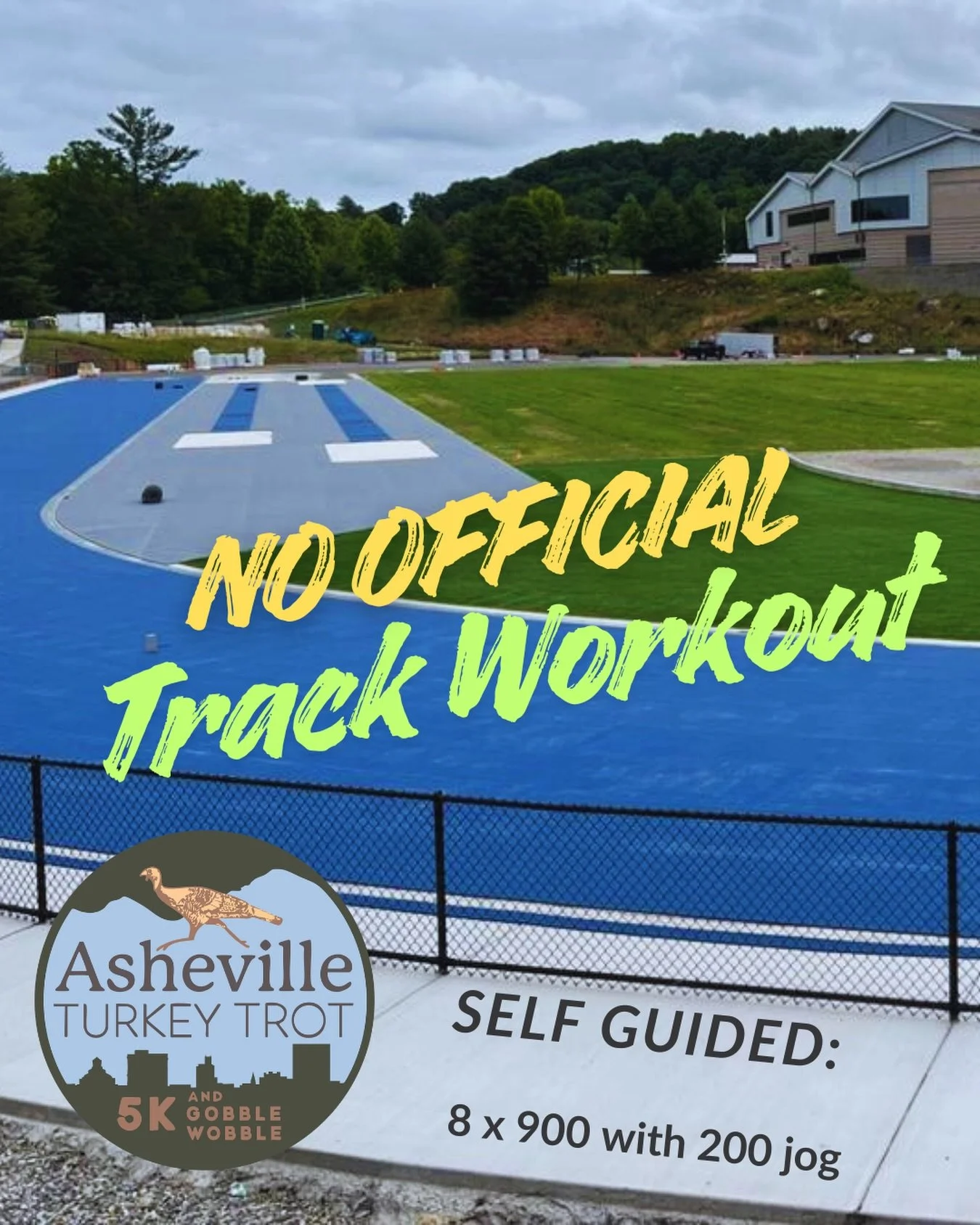 No official track workout tonight due to the @ashevilleturkeytrot this week! Here&rsquo;s the workout from Norm in case you want to run it by yourself or with friends:

8x900 with 200 jog

We will see you Dec 2 for our last workout on the track.
Dec 