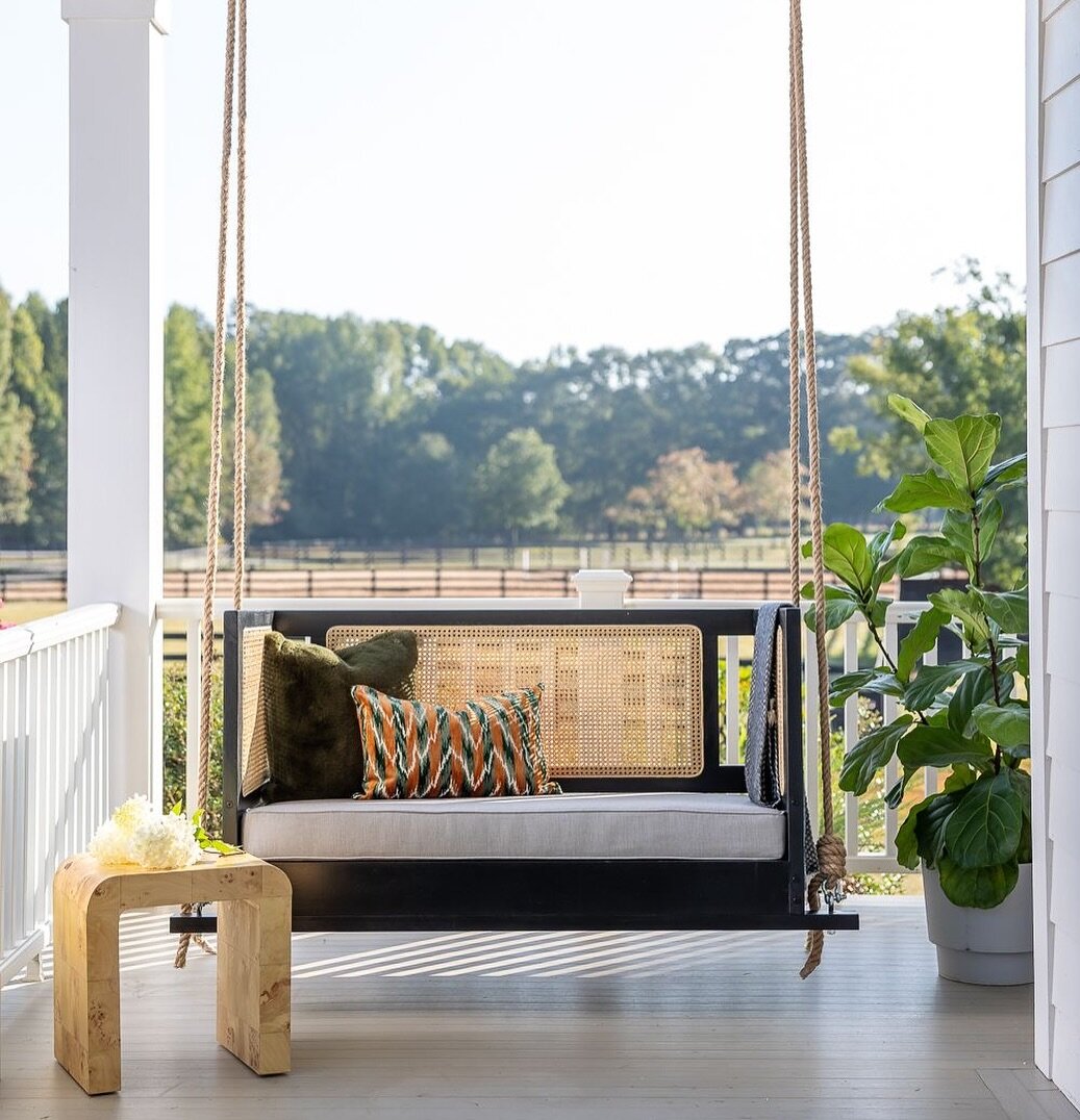 Warning: Viewing this post may lead to lifestyle envy. 

Featured is Gibbs House Design&rsquo;s Vinson cane-back swing in a crib-size. Did you know that we can customize your dream swing to perfectly fit your space? DM us your dimensions today and we