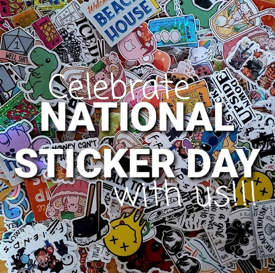Today's the Day!!! Celebrate National Sticker Day with us all day long. Throughout the day we will be dropping new items on our website, sharing special promos, and hosting a giveaway at 5pm (cst). Make you like our page and set your notifications fo