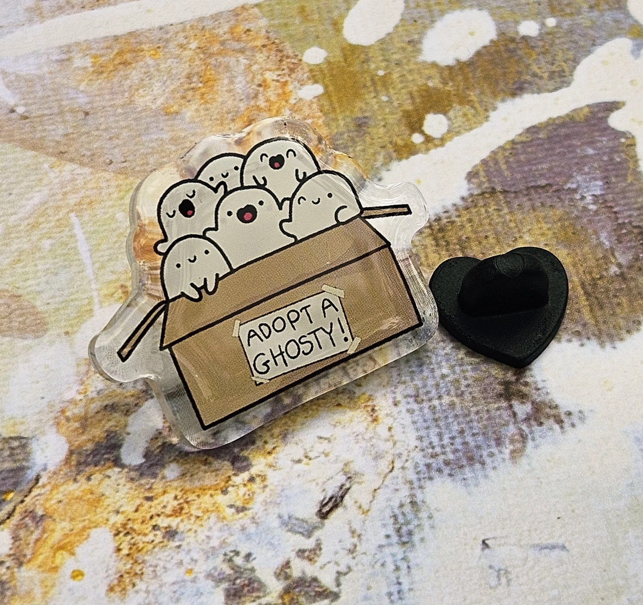 Adopt A Ghosty Glitter Acrylic Pin