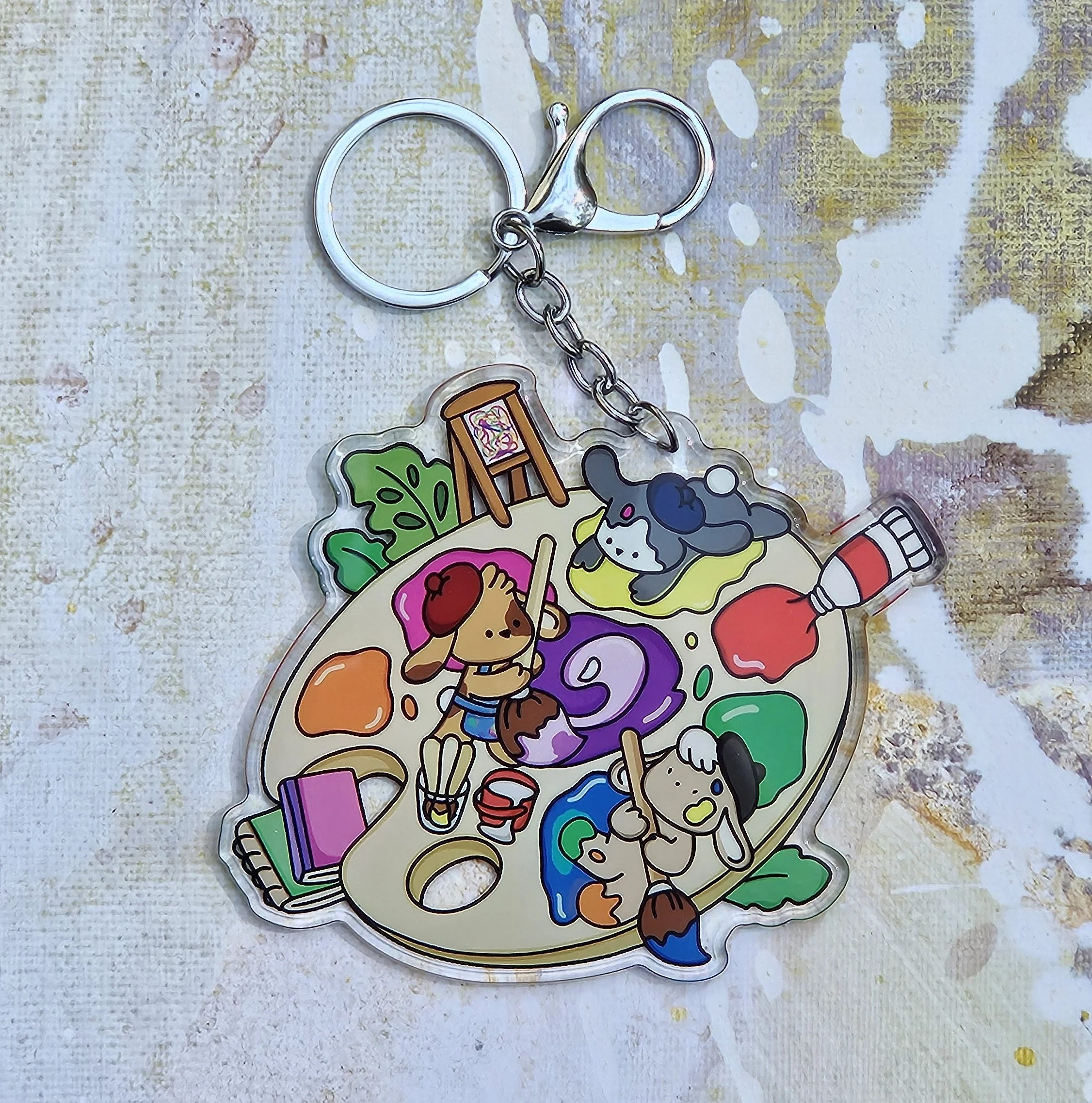 Whimsical Artist Palette Keychain